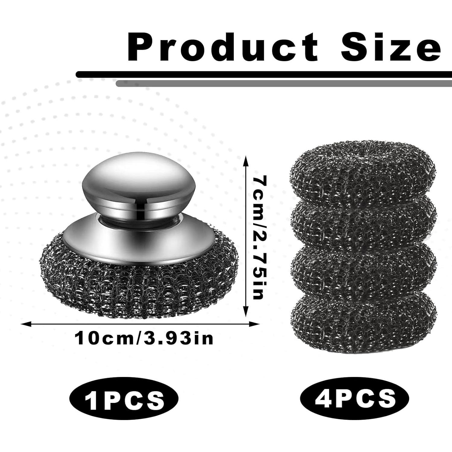 Estropajo de Acero Inoxidable con Mango Gyinere - 5 Piezas