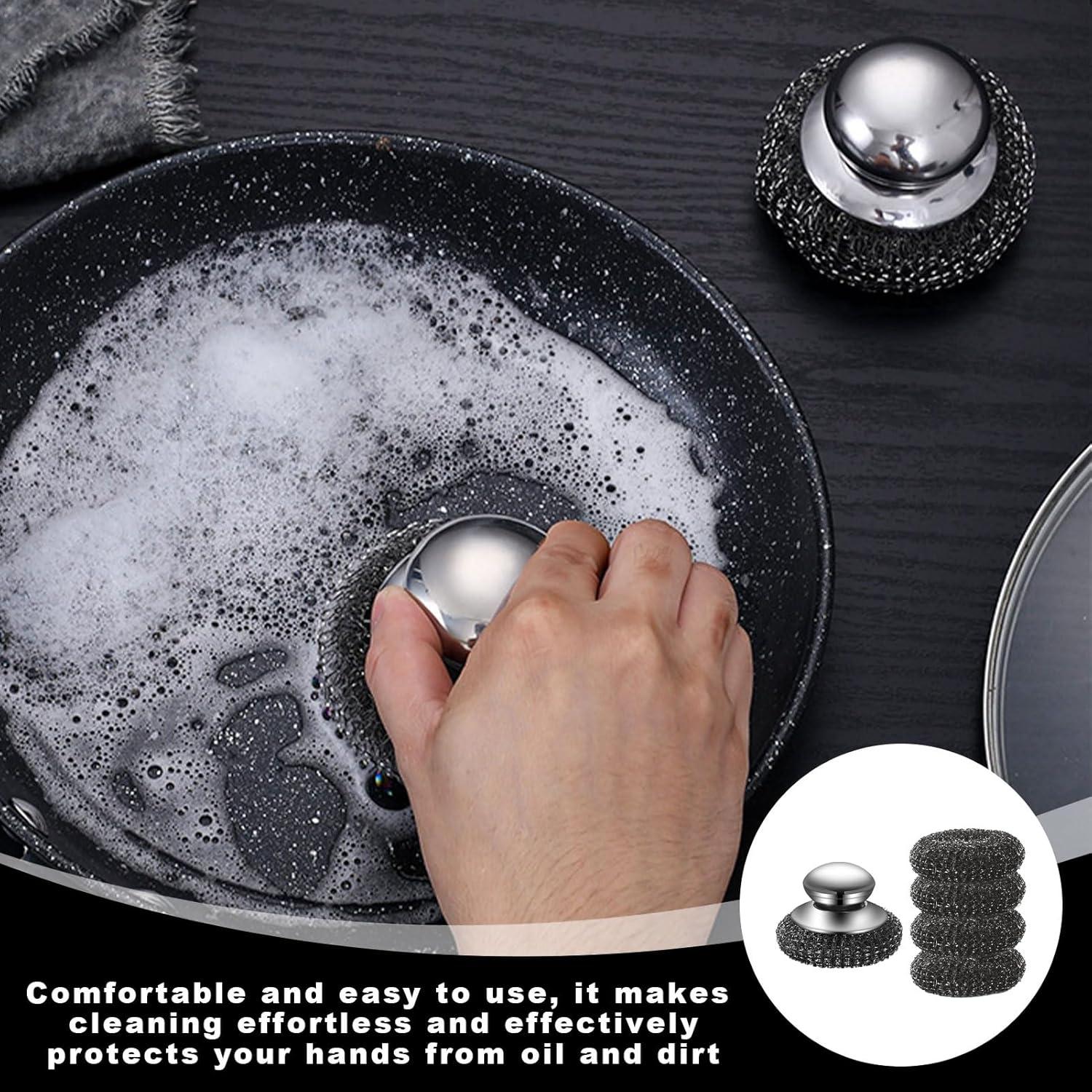 Estropajo de Acero Inoxidable con Mango Gyinere - 5 Piezas