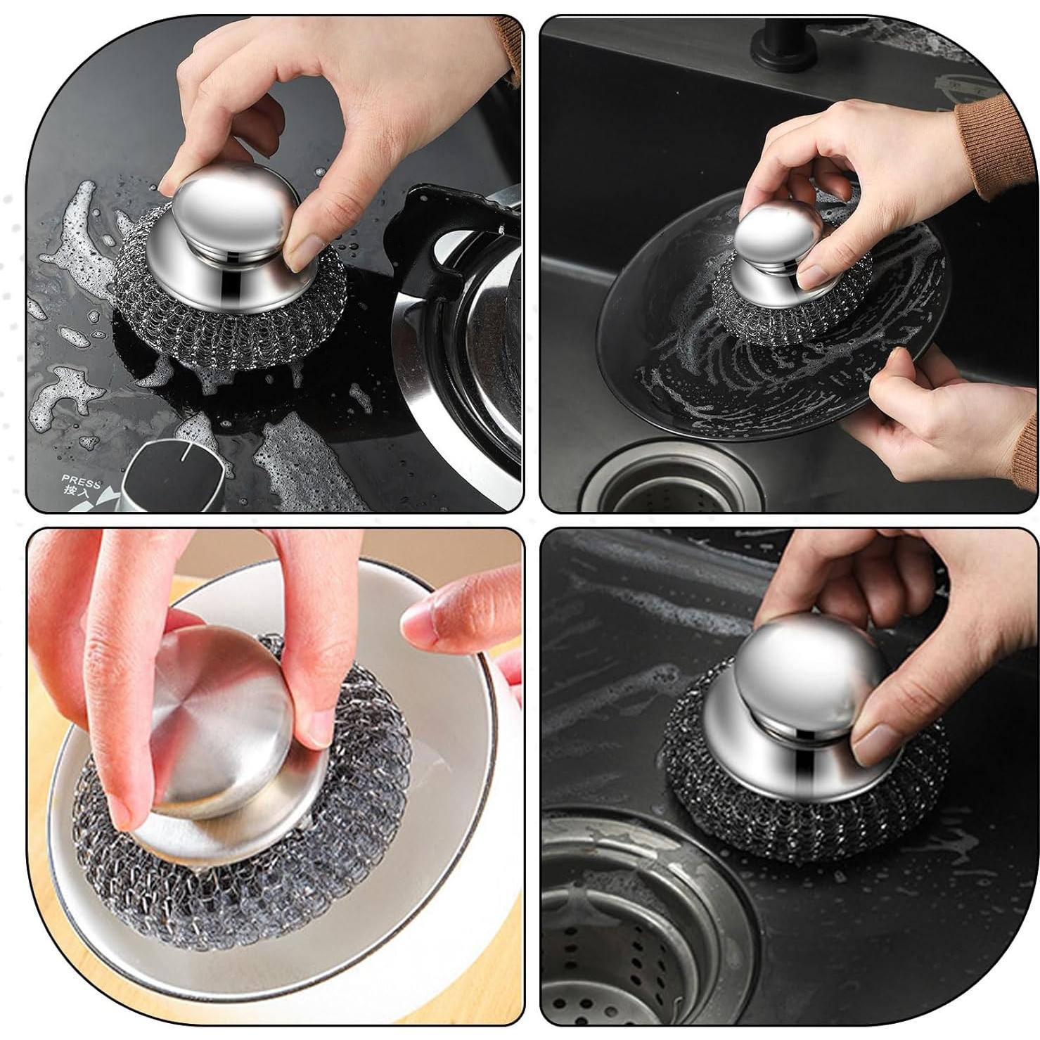 Estropajo de Acero Inoxidable con Mango Gyinere - 5 Piezas