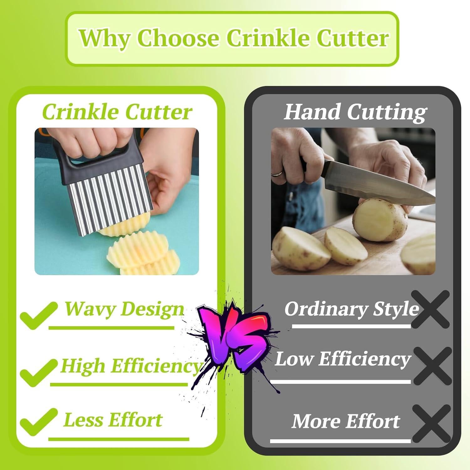 Cortador Crinkle 2 en 1 Suuker - Acero Inoxidable, 14.5 cm