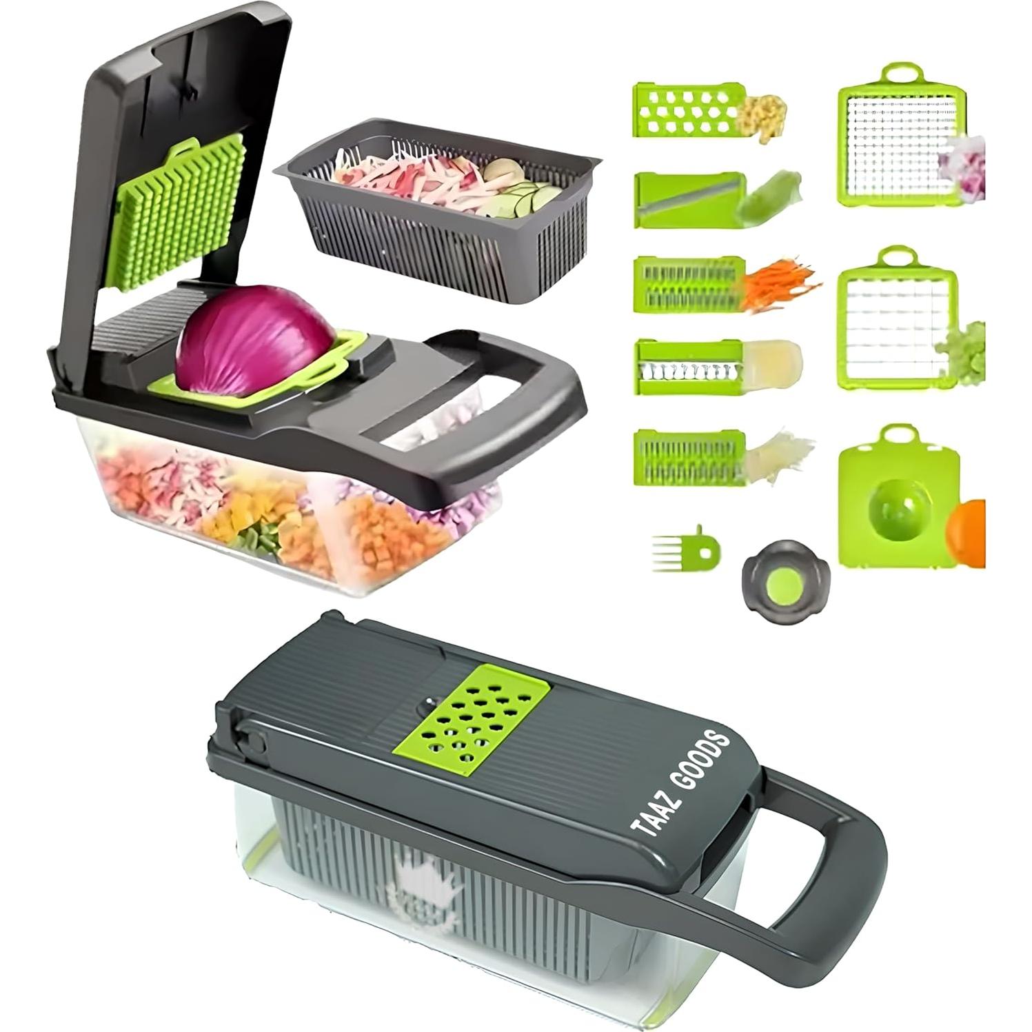 Cortador de Verduras Mandolina TAAZ GOODS 16-en-1 8 Cuchillas
