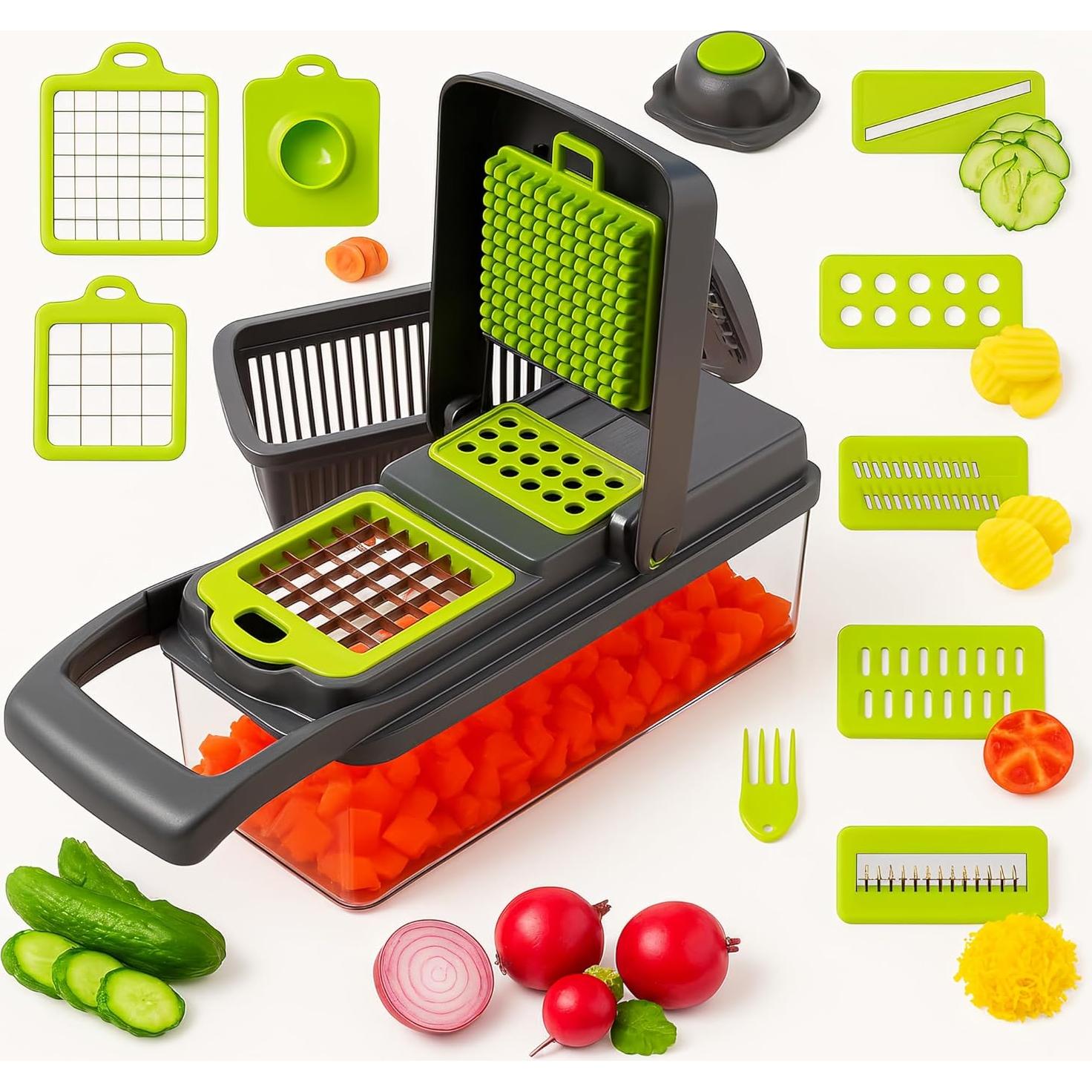 Cortador de Verduras Mandolina TAAZ GOODS 16-en-1 8 Cuchillas