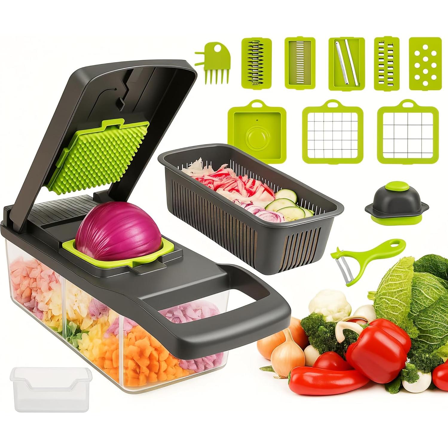 Cortador de Verduras Mandolina TAAZ GOODS 16-en-1 8 Cuchillas