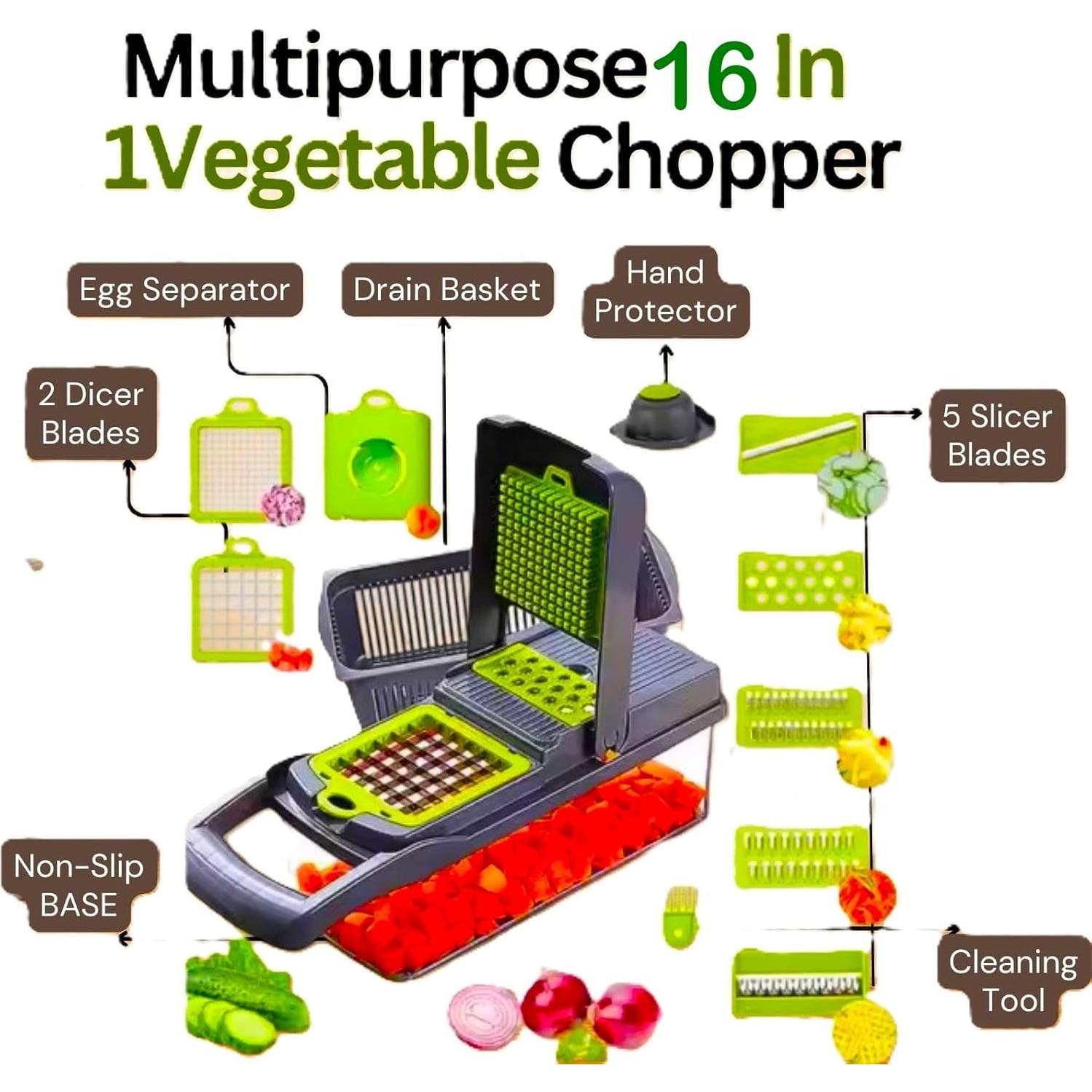 Cortador de Verduras Mandolina TAAZ GOODS 16-en-1 8 Cuchillas
