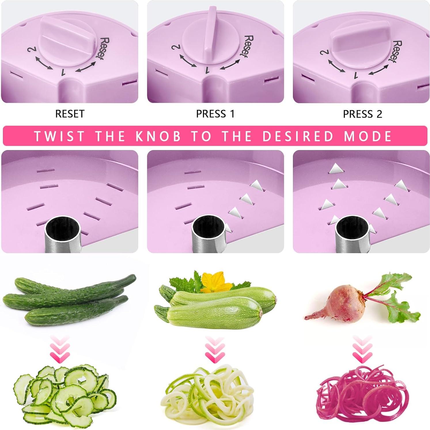 Cortador Espiralizador de Verduras SUREWIN 3 en 1 Rosa