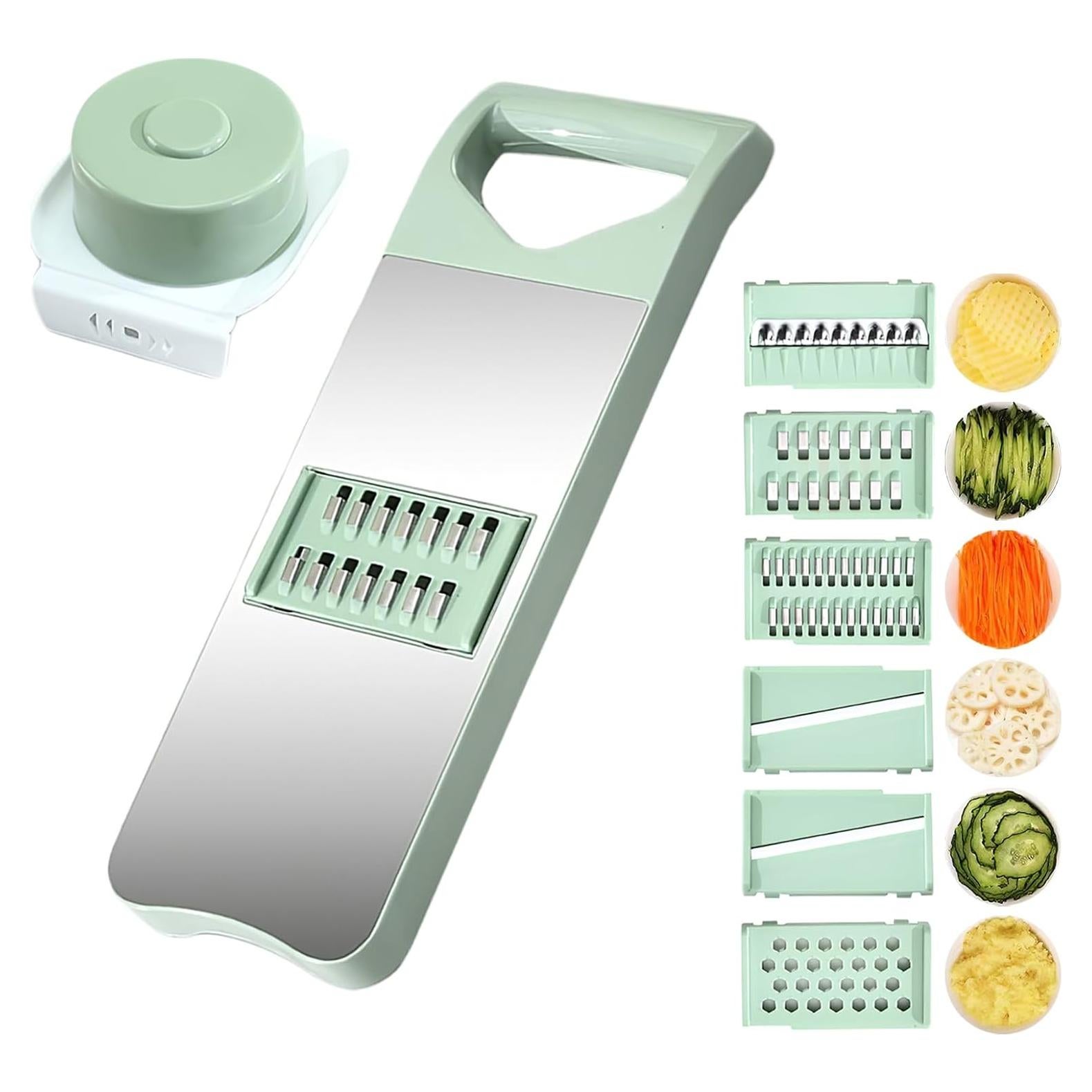 Cortador de Verduras Mandolina JIANGLAI 7 en 1 con 6 Cuchillas