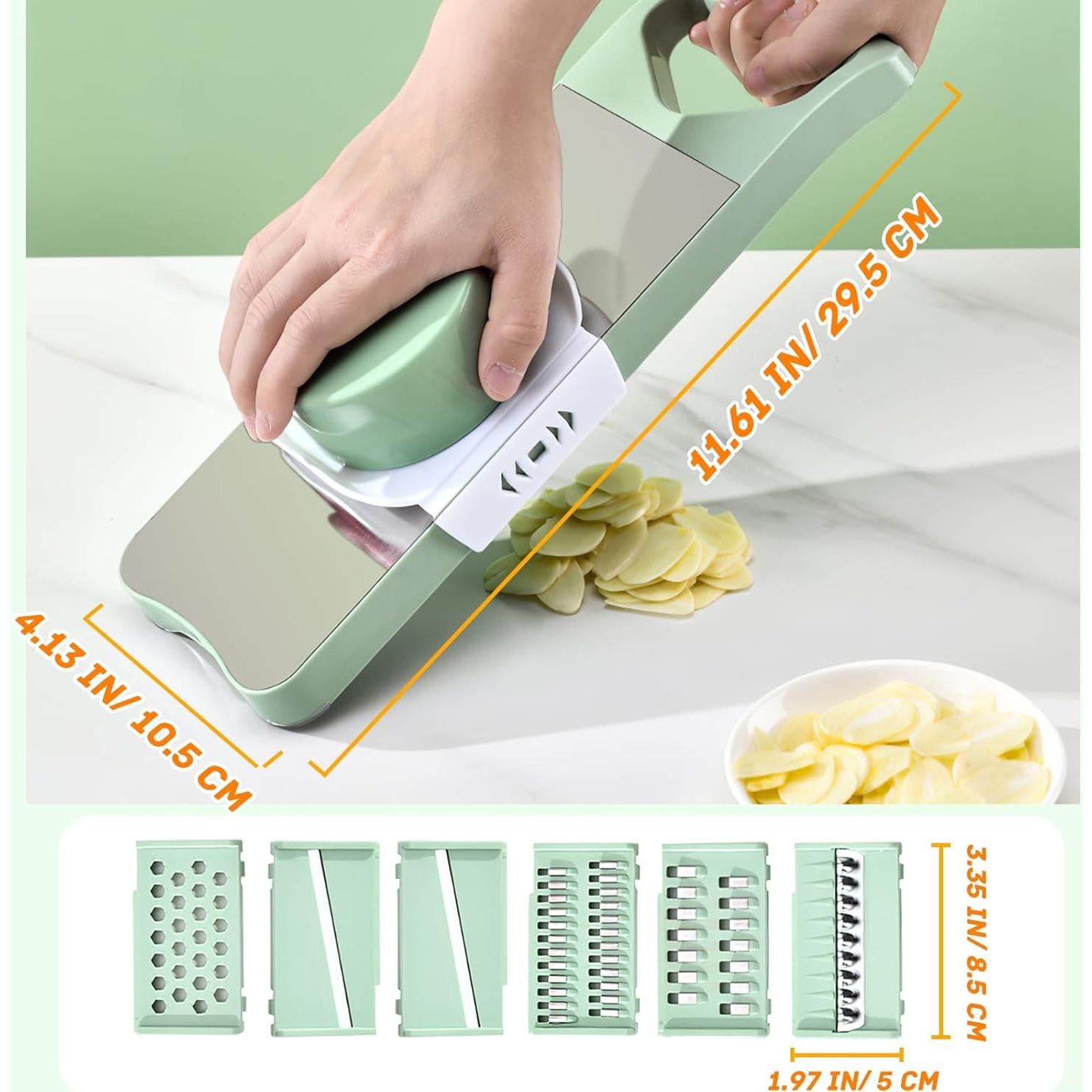 Cortador de Verduras Mandolina JIANGLAI 7 en 1 con 6 Cuchillas