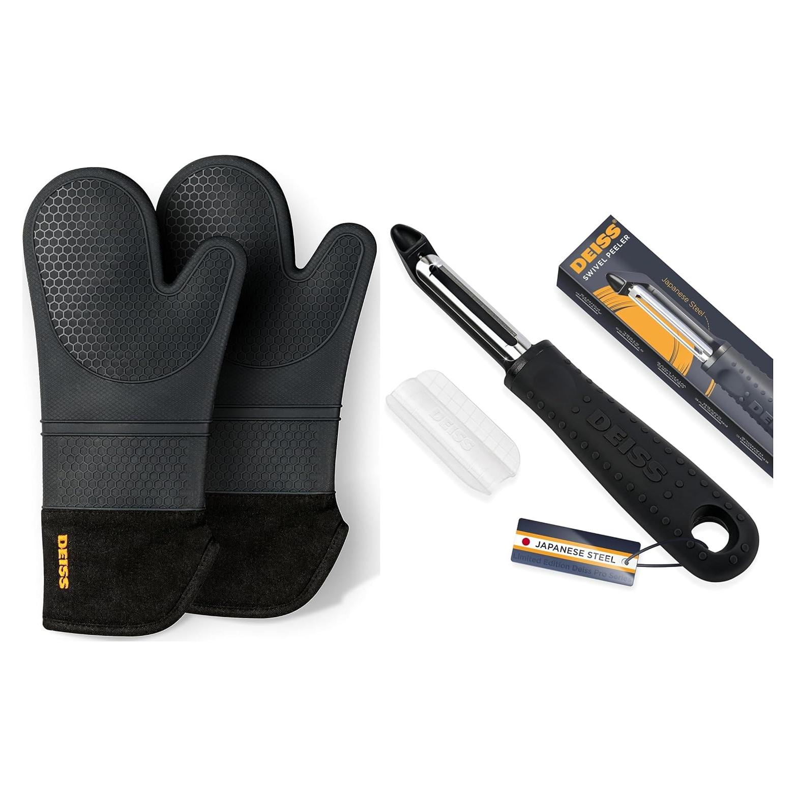 Juego de Manoplas de Horno y Pelador Deiss PRO - Silicona Resistente