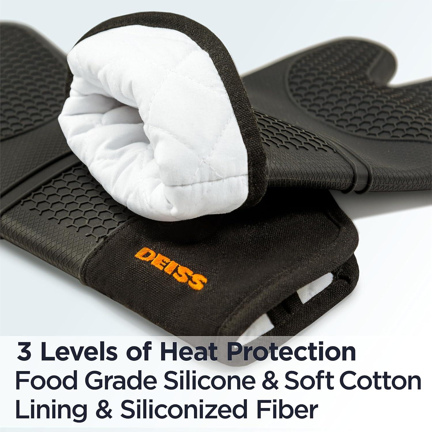 Juego de Manoplas de Horno y Pelador Deiss PRO - Silicona Resistente