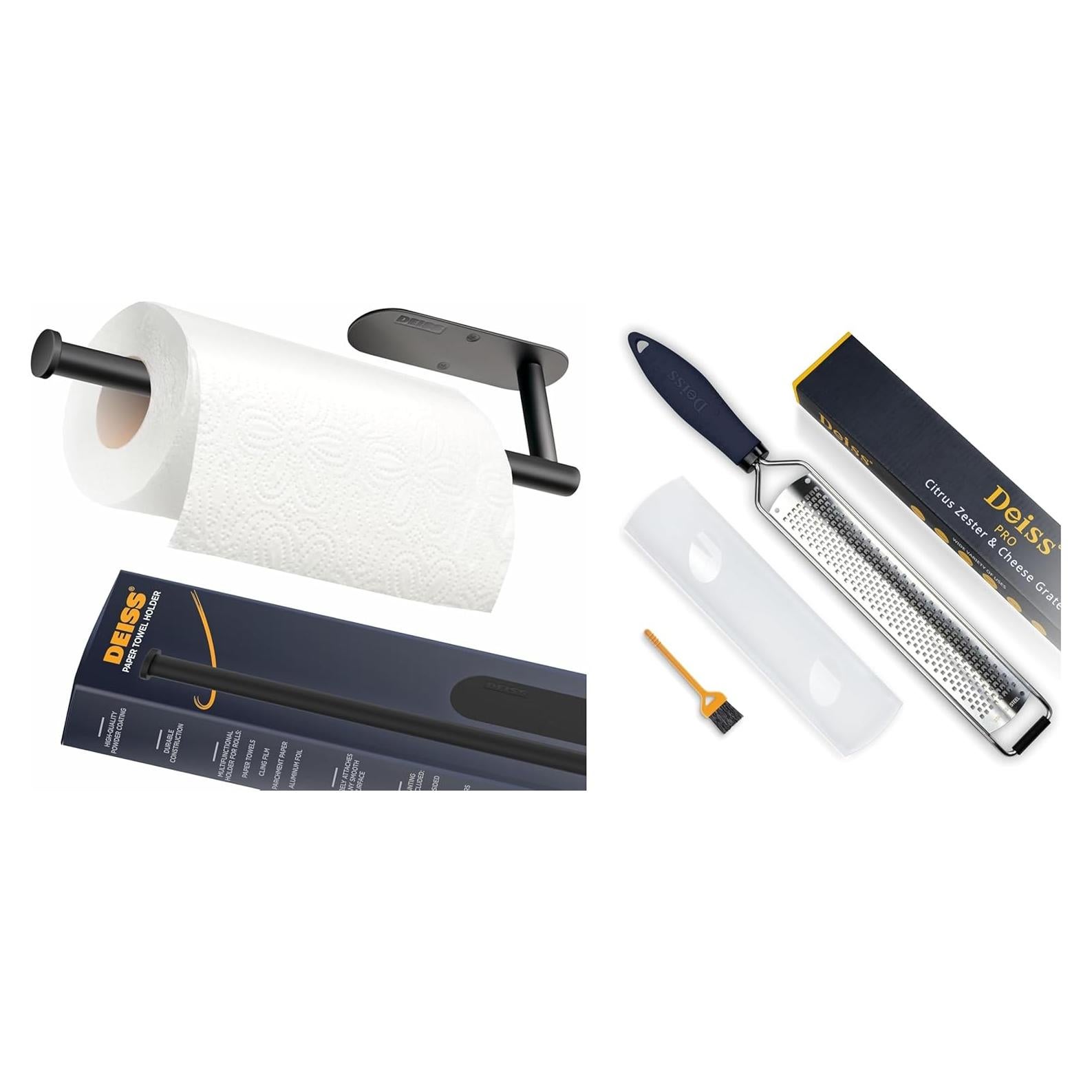 Soporte de Toallas de Papel Deiss Pro y Rallador de Queso Inoxidable