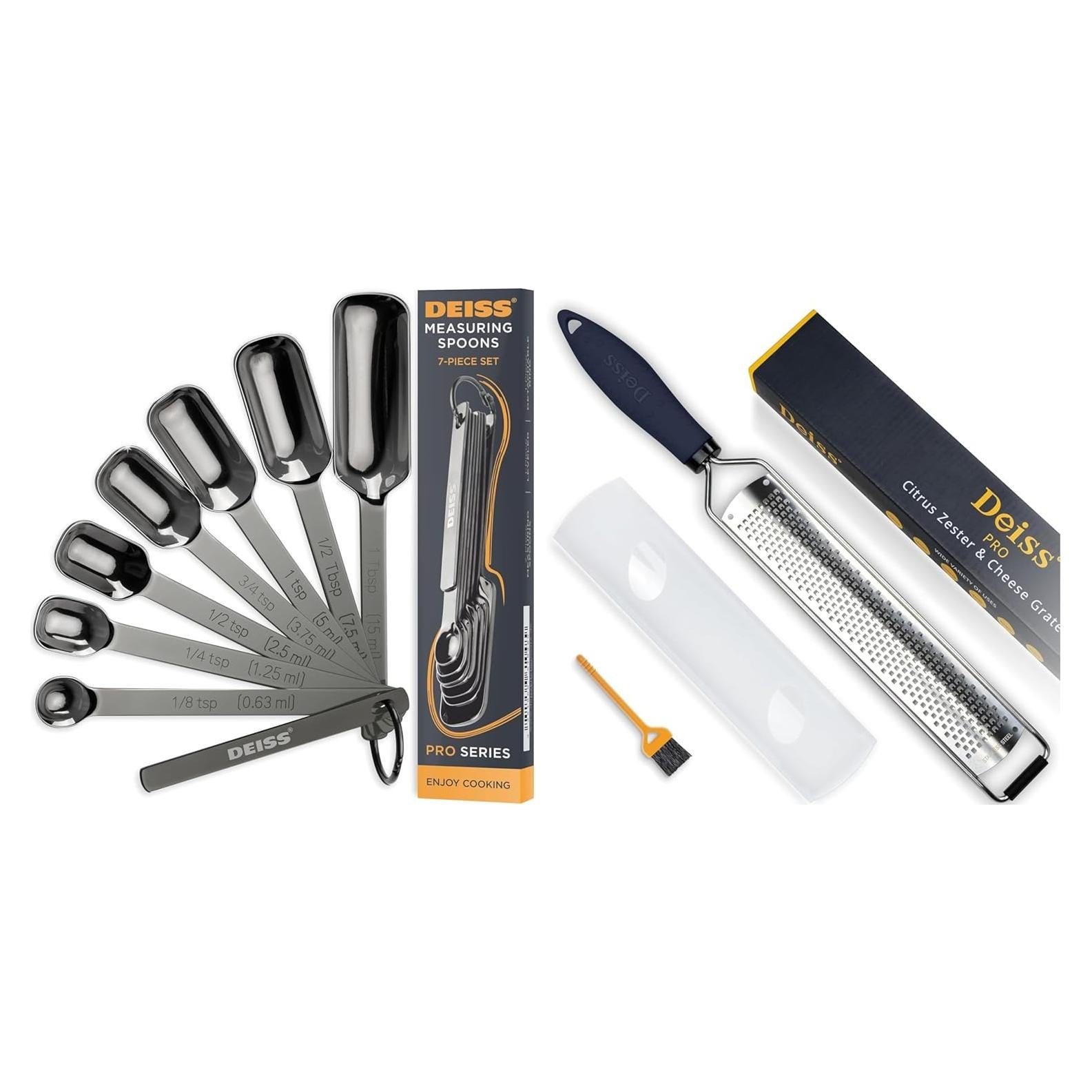 Cucharas Medidoras de Acero Inoxidable Deiss PRO y Rallador