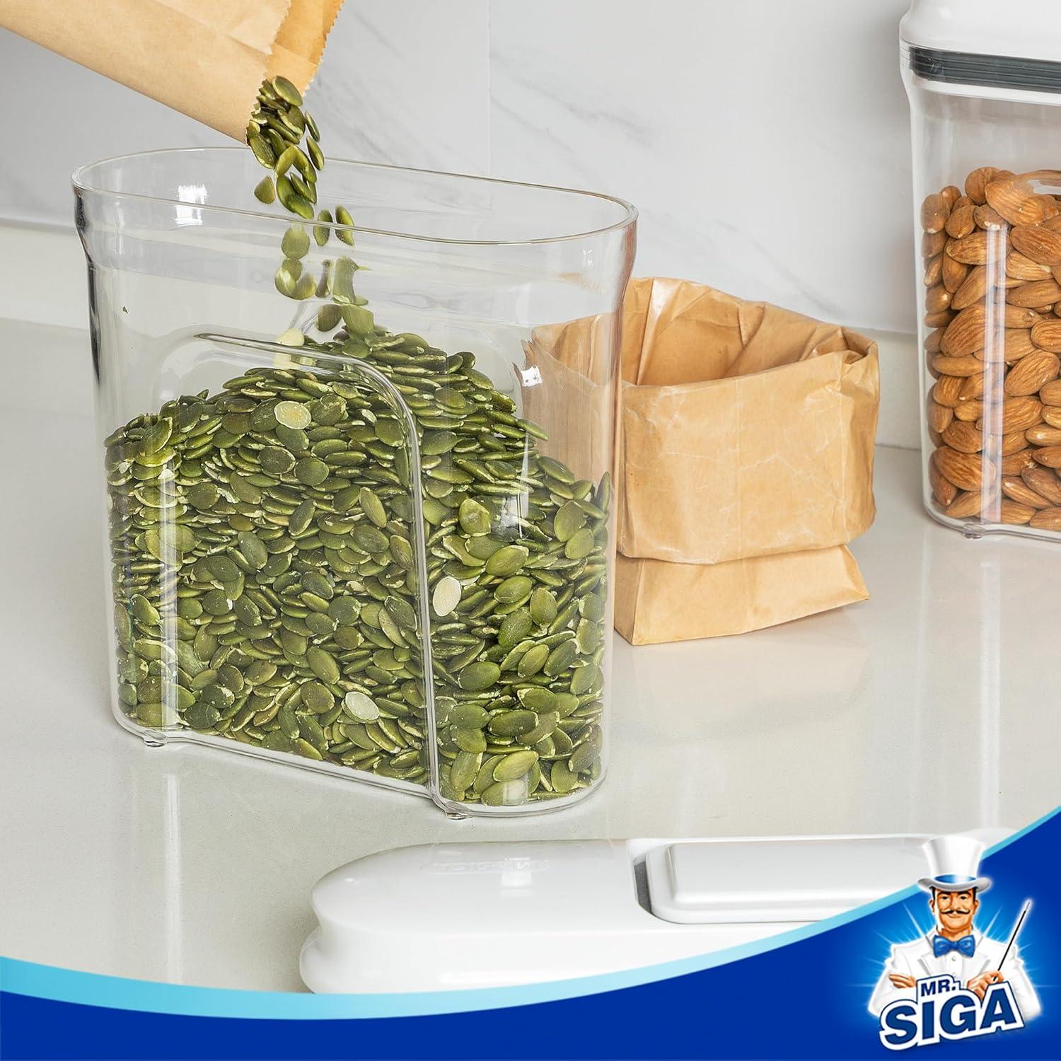 MR.SIGA Juego de 2 Dispensadores de Cereales Herméticos 1.3L