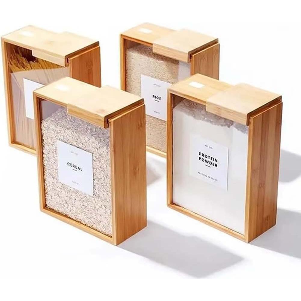 Contenedor Hermético de Alimentos de Bambú 3L - Organizador de Cocina