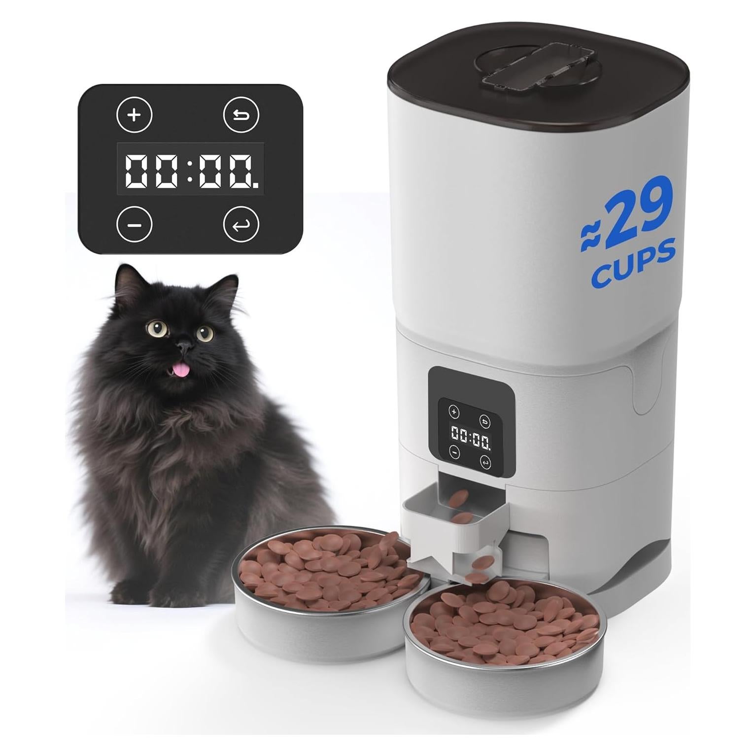 Comedero Automático PAPIFEED 7L para 2 Gatos Blanco