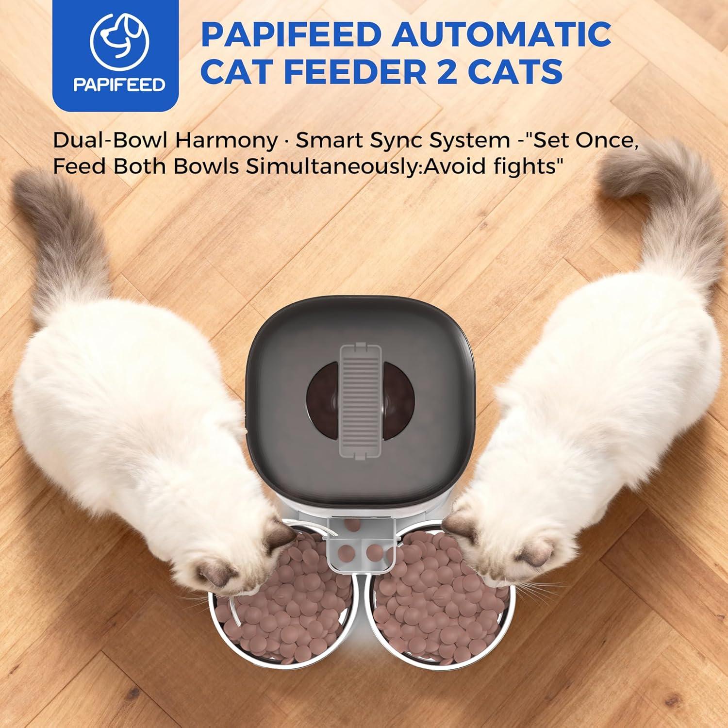 Comedero Automático PAPIFEED 7L para 2 Gatos Blanco