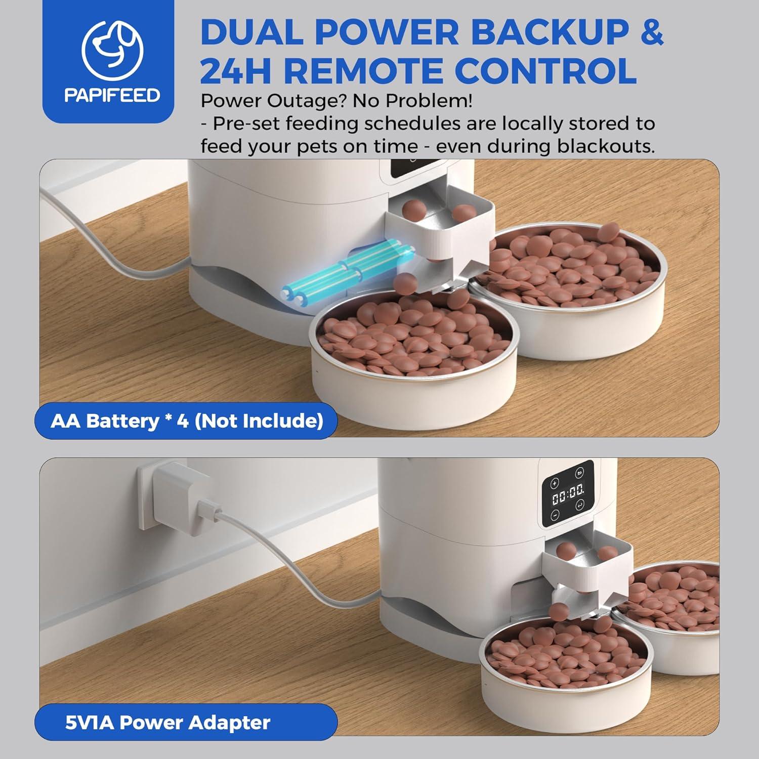 Comedero Automático PAPIFEED 7L para 2 Gatos Blanco