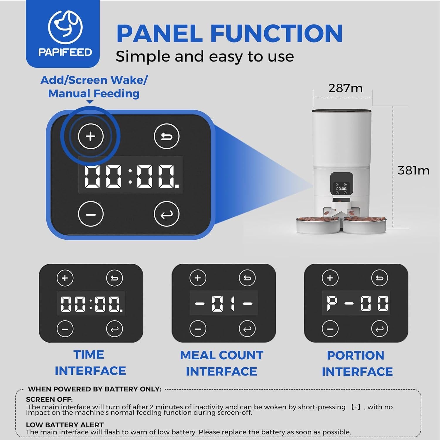 Comedero Automático PAPIFEED 7L para 2 Gatos Blanco