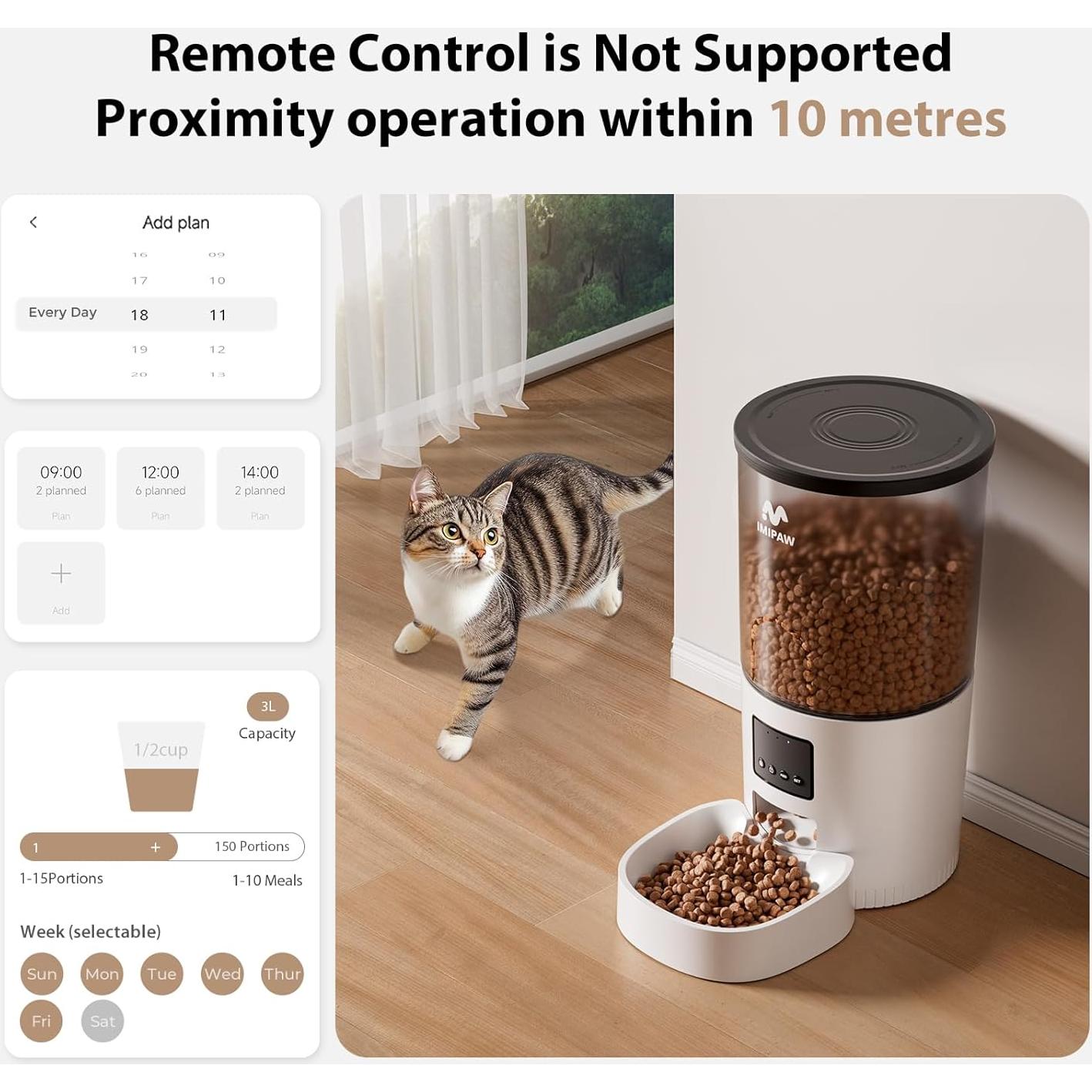 Comedero Automático IMIPAW 5L para Gatos - Programable y Doble Energía
