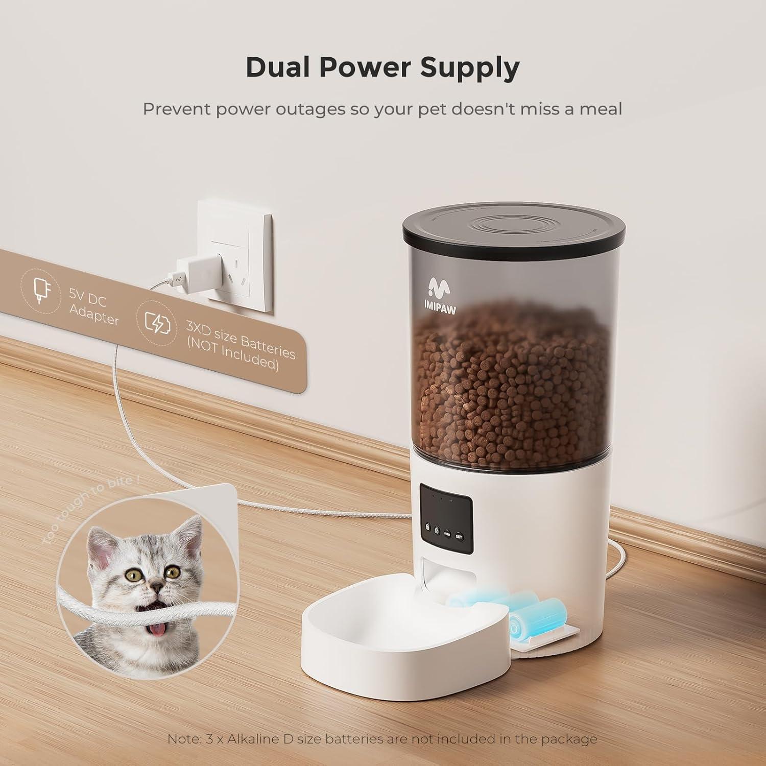 Comedero Automático IMIPAW 5L para Gatos - Programable y Doble Energía