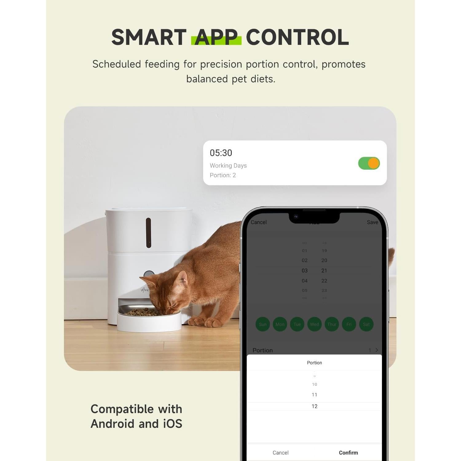 Dispensador Automático de Comida para Gatos APETDOLA 3L Wi-Fi