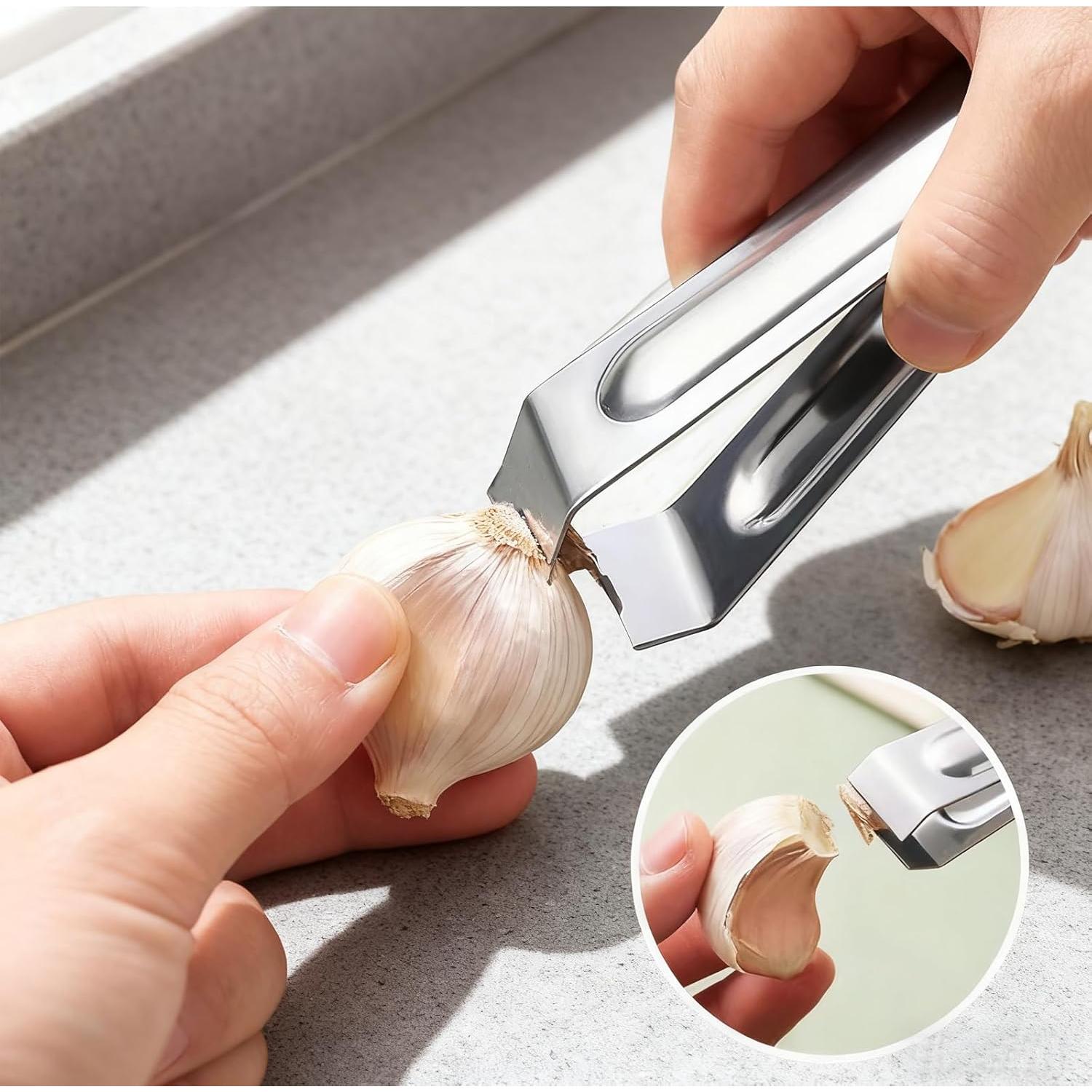 Prensa y Pelador de Ajo MANJIA Acero Inoxidable 5 Piezas Verde