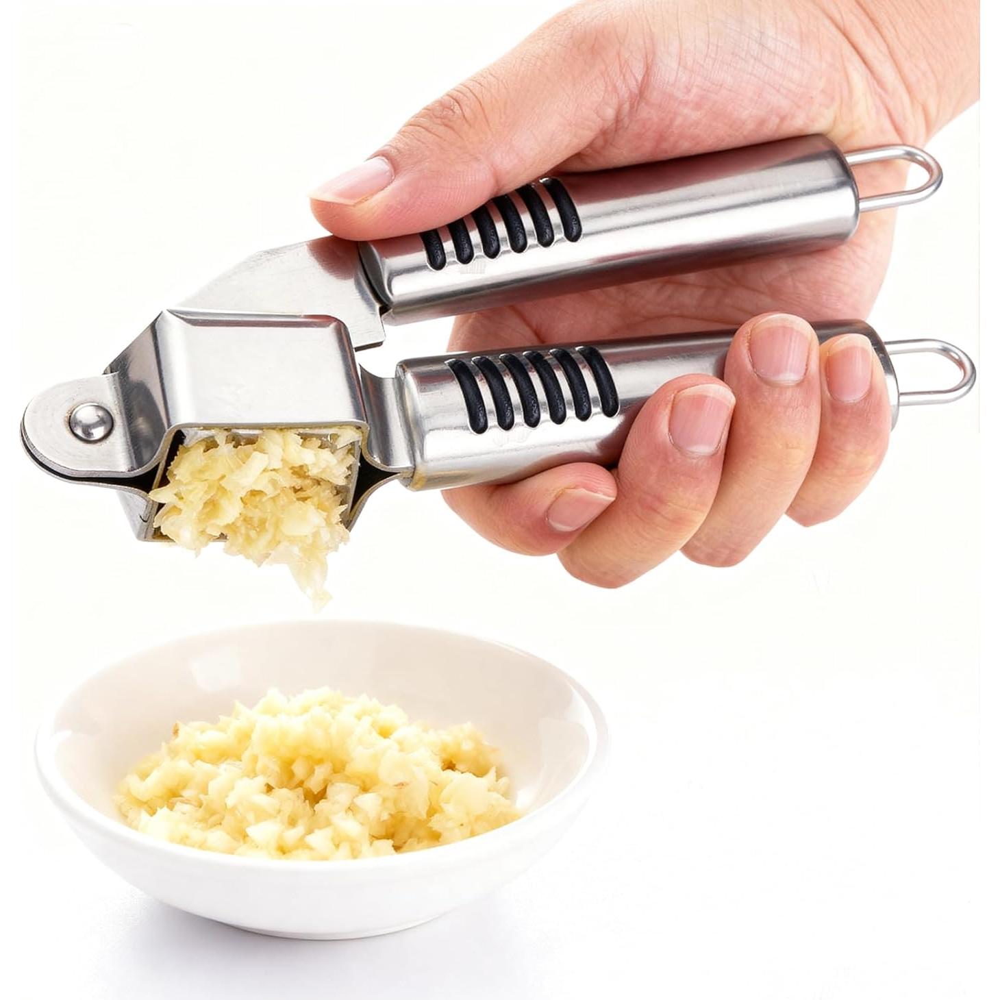 Prensa y Pelador de Ajo MANJIA Acero Inoxidable 5 Piezas Verde