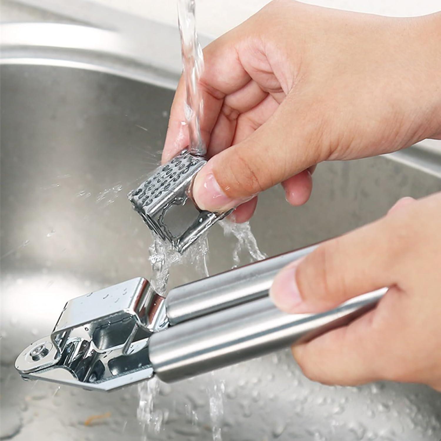 Prensa y Pelador de Ajo MANJIA Acero Inoxidable 5 Piezas Verde