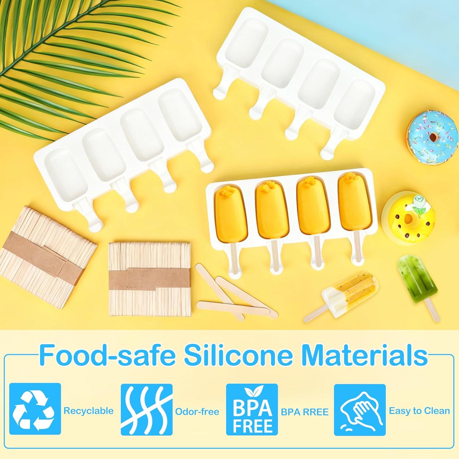 Molde de Paletas de Silicona Mototo 12 Set 4 Cavidades Blanco