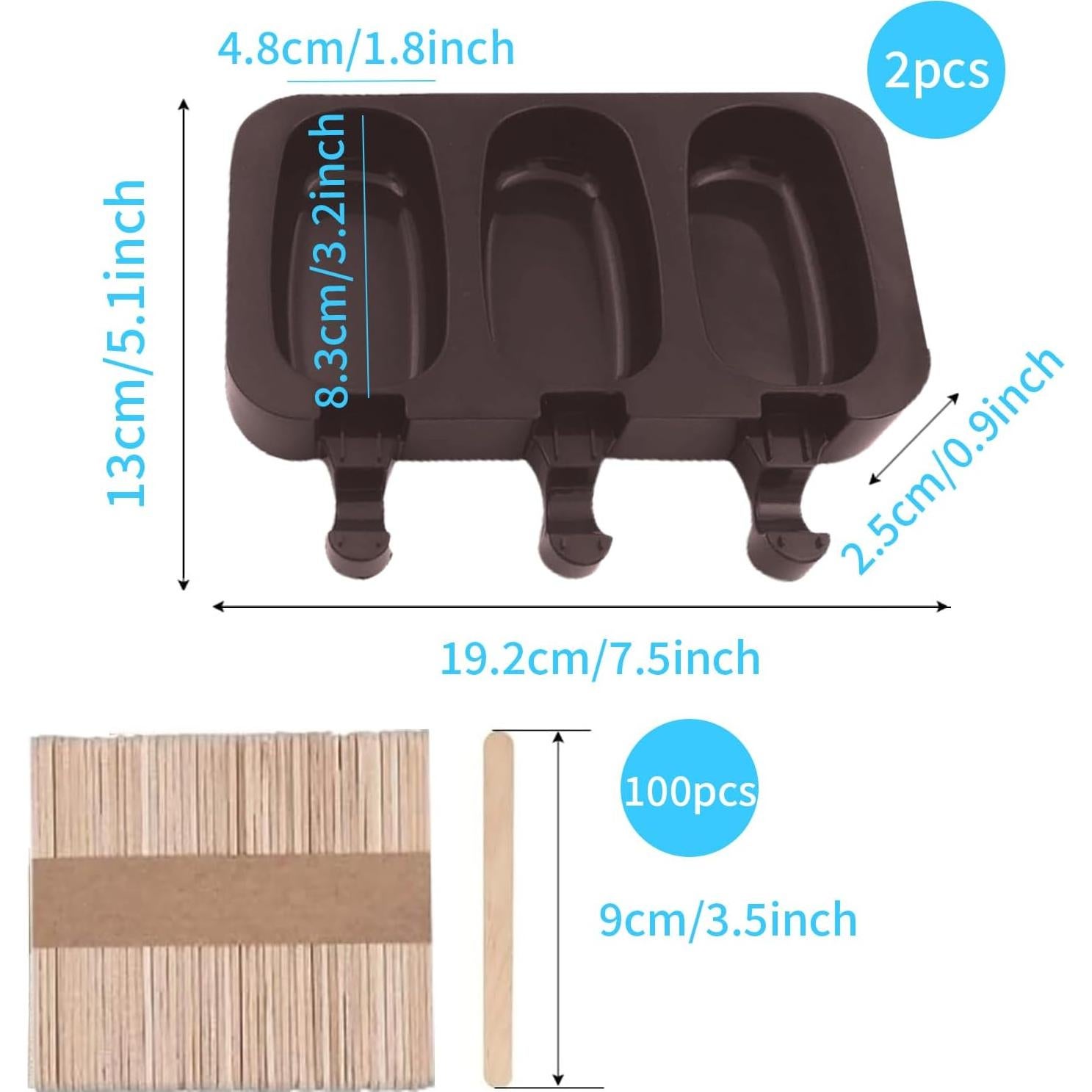 Juego de Moldes de Silicona para Paletas XPAPOV - 2 Pcs Ovalados