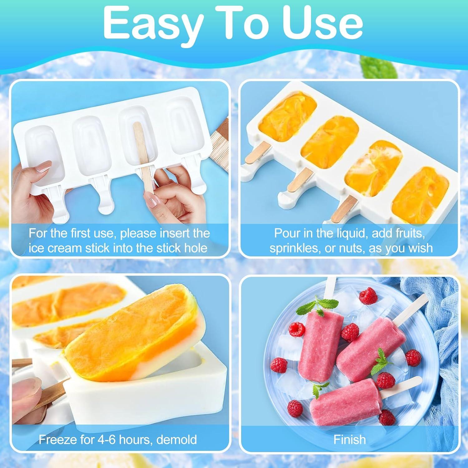 Set de 3 Moldes de Silicona para Helados Mototo 4 Cavidades