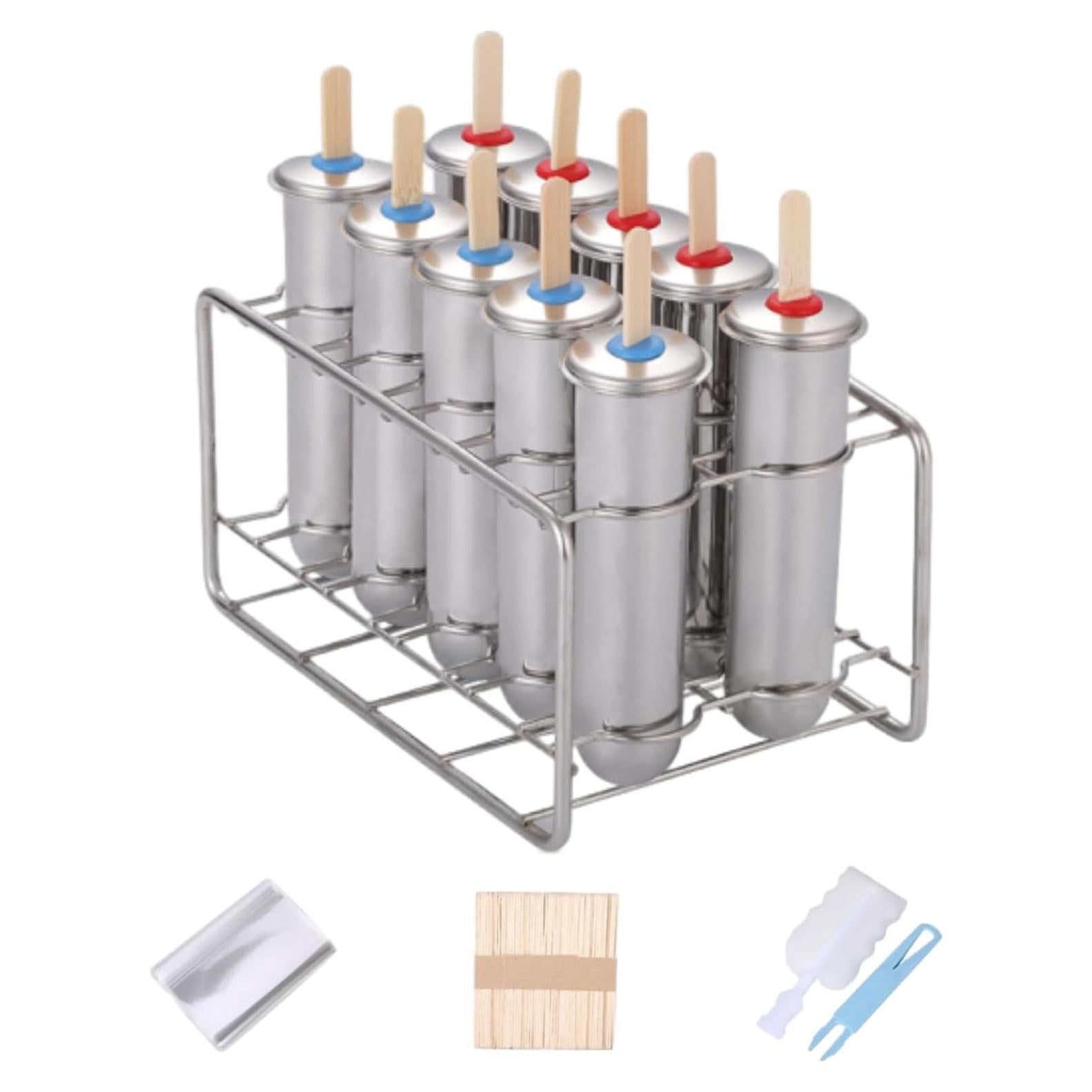 Moldes de Paletas de Acero Inoxidable CiCixixi 10 Pcs Redondos