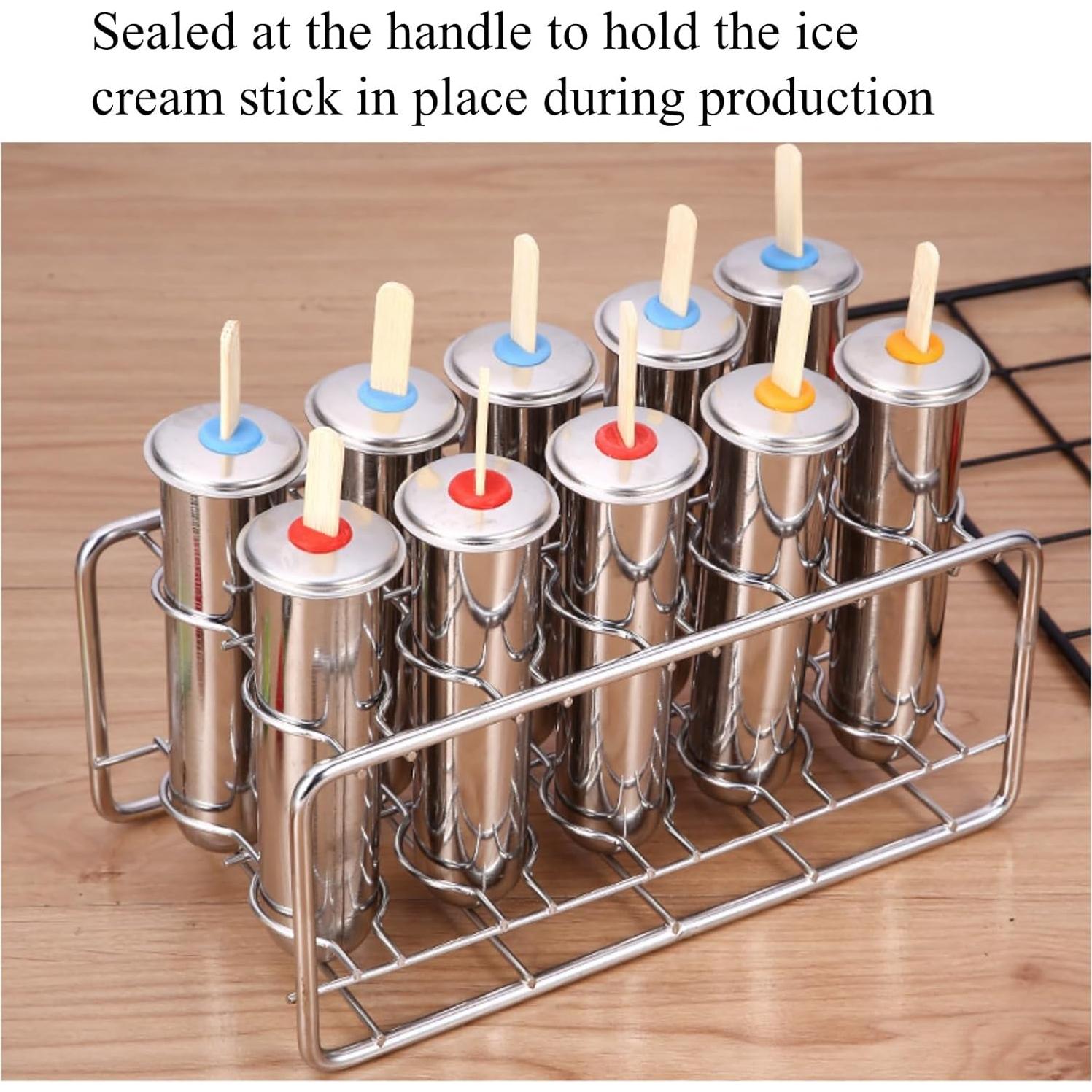 Moldes de Paletas de Acero Inoxidable CiCixixi 10 Pcs Redondos