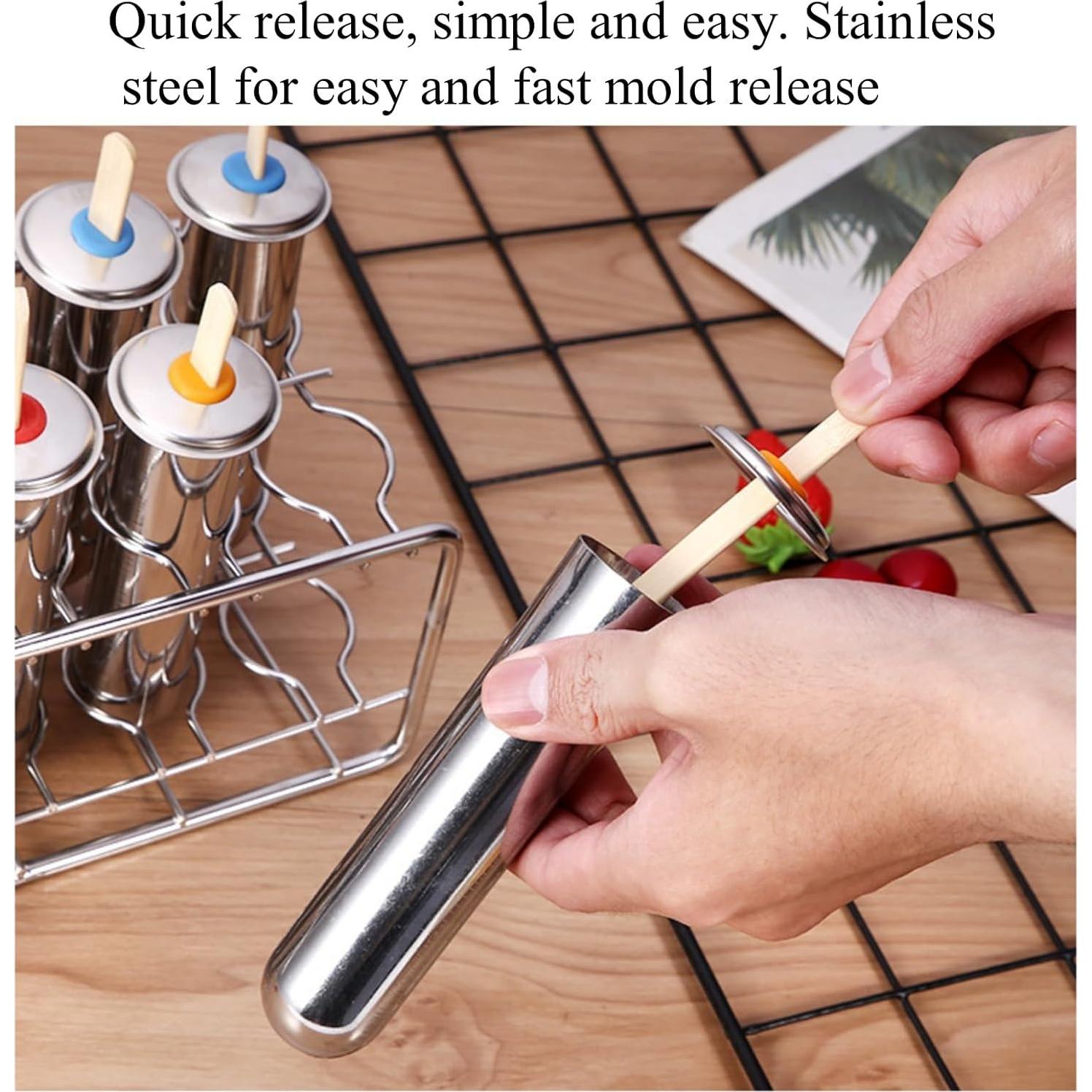 Moldes de Paletas de Acero Inoxidable CiCixixi 10 Pcs Redondos