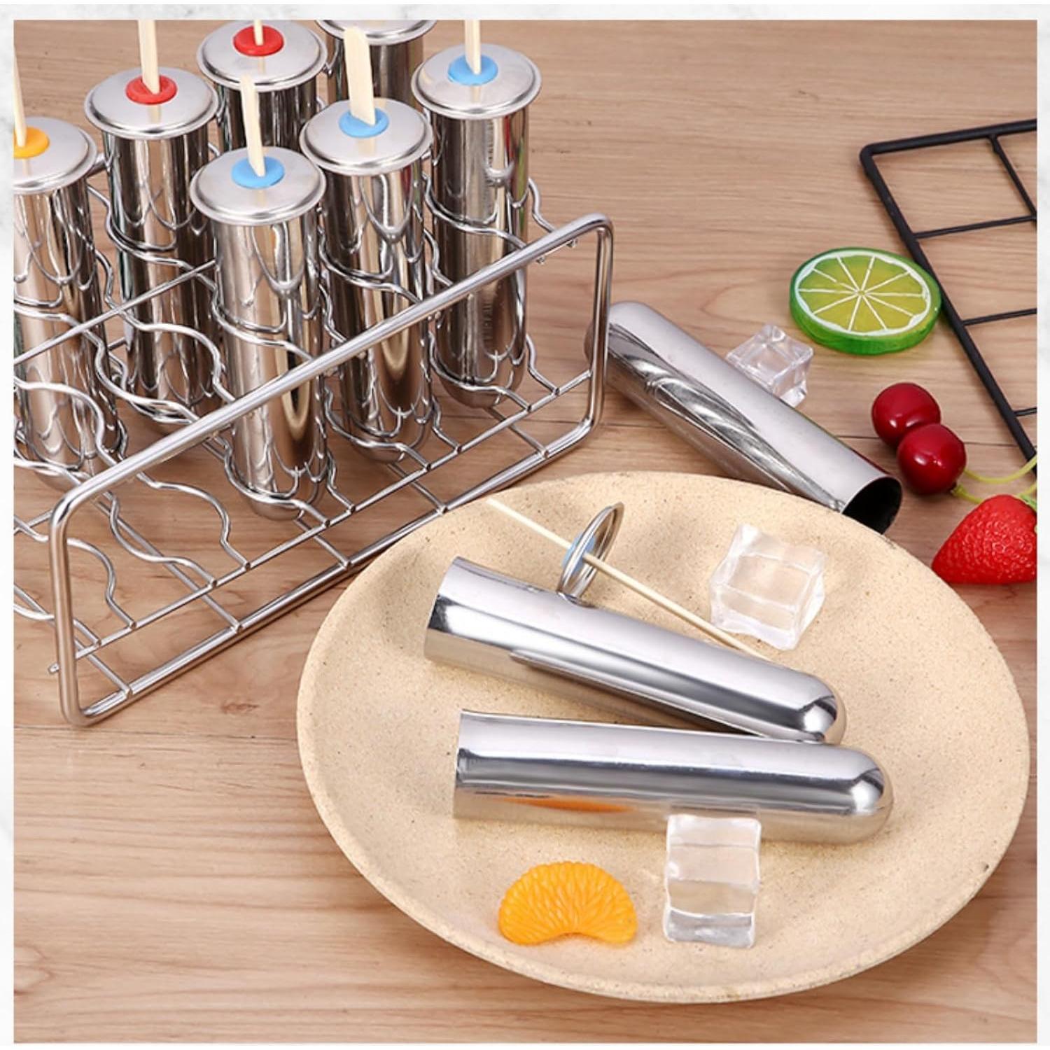 Moldes de Paletas de Acero Inoxidable CiCixixi 10 Pcs Redondos