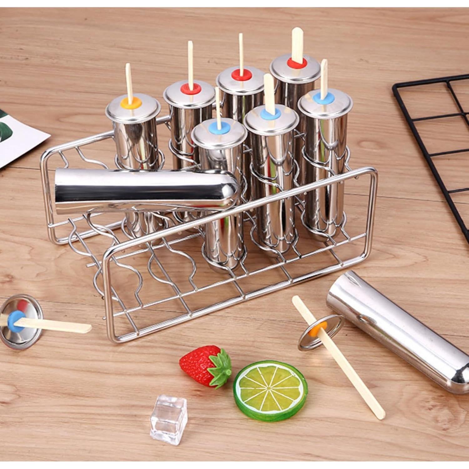 Moldes de Paletas de Acero Inoxidable CiCixixi 10 Pcs Redondos