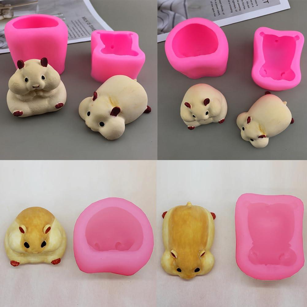 4 Moldes de Silicona 3D Hámster Cjeuxnr para Postres