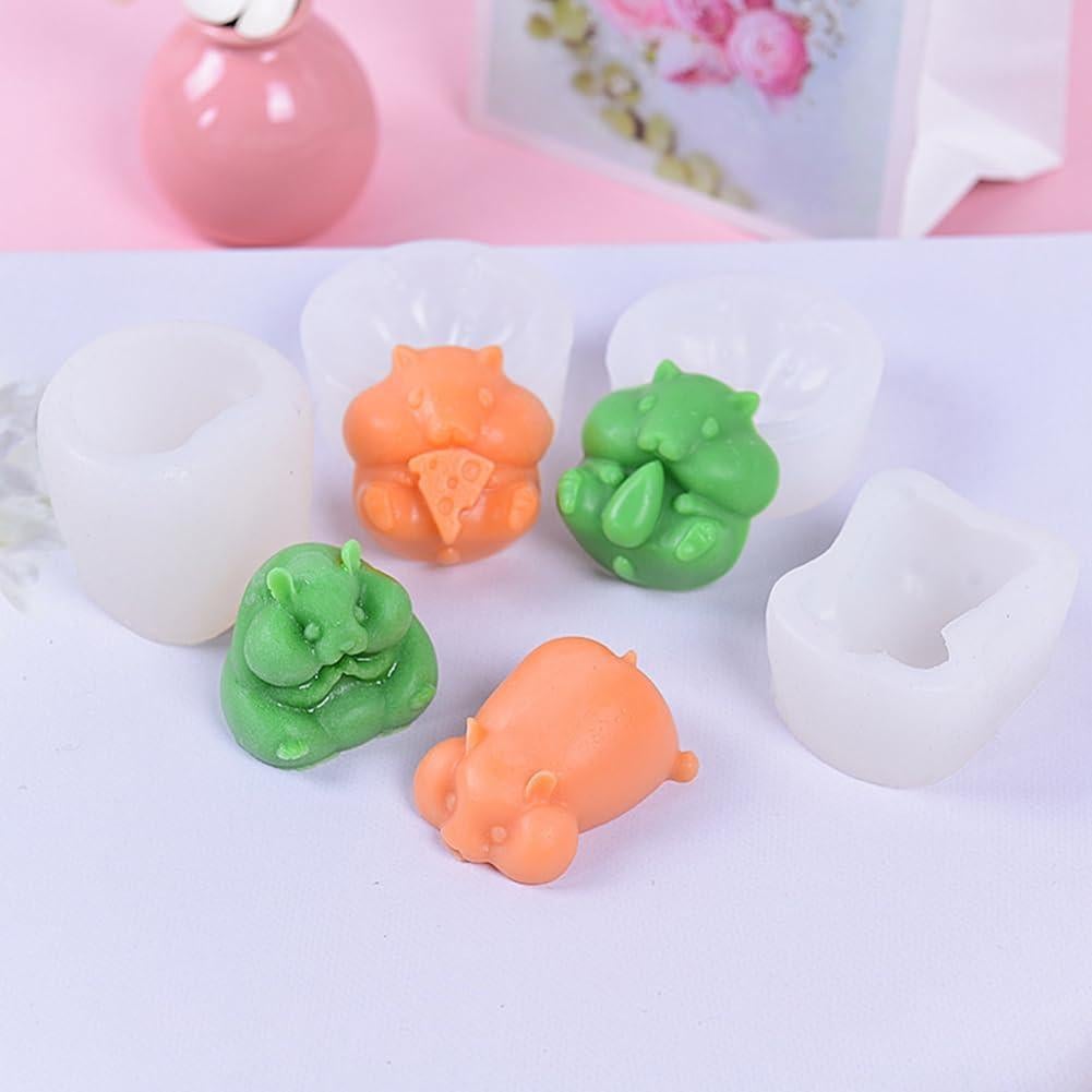 4 Moldes de Silicona 3D Hámster Cjeuxnr para Postres