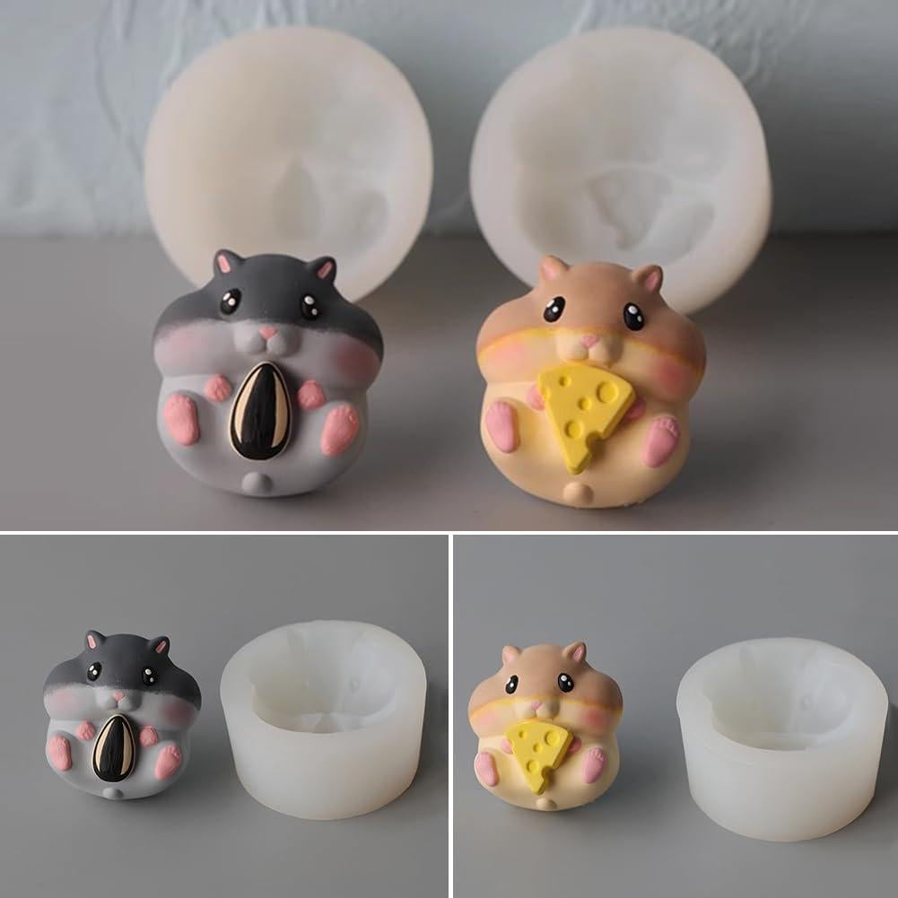 4 Moldes de Silicona 3D Hámster Cjeuxnr para Postres