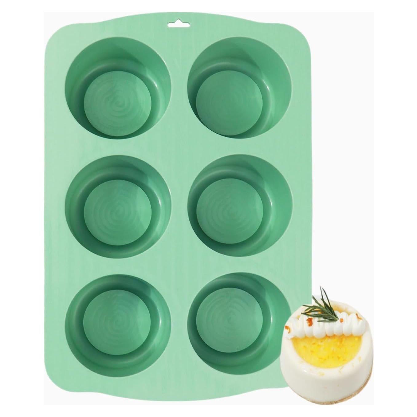 Molde de Pastel Mini de Silicona QELEG 6 Cavidades Verde Menta