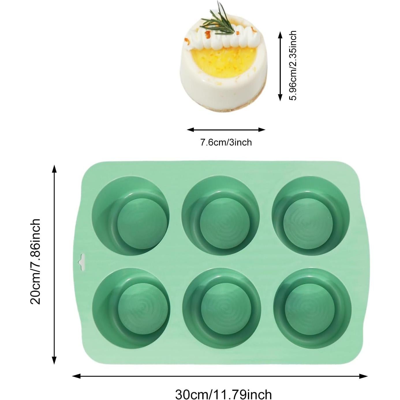Molde de Pastel Mini de Silicona QELEG 6 Cavidades Verde Menta