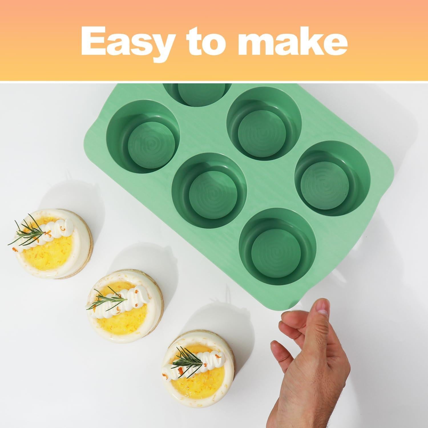 Molde de Pastel Mini de Silicona QELEG 6 Cavidades Verde Menta