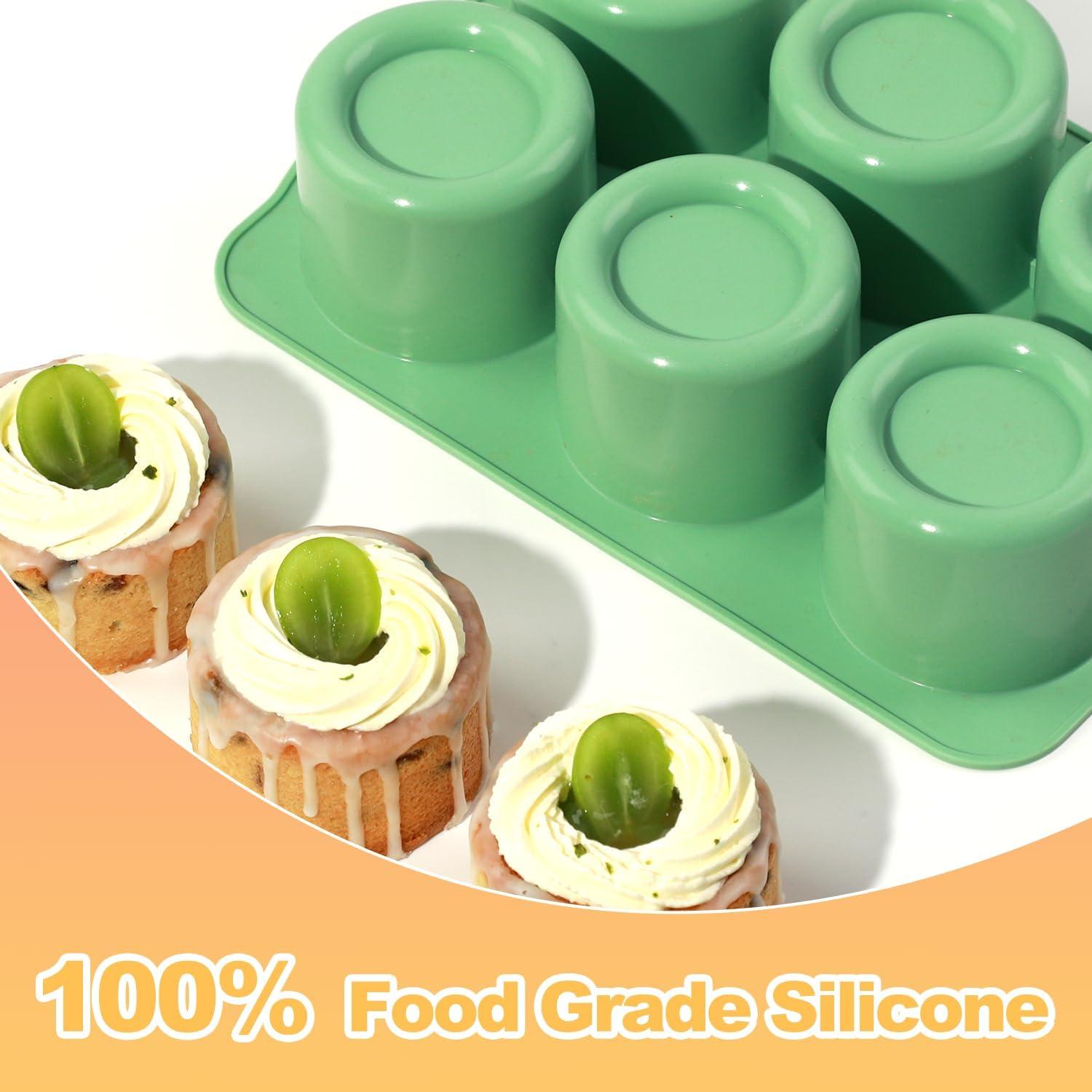 Molde de Pastel Mini de Silicona QELEG 6 Cavidades Verde Menta