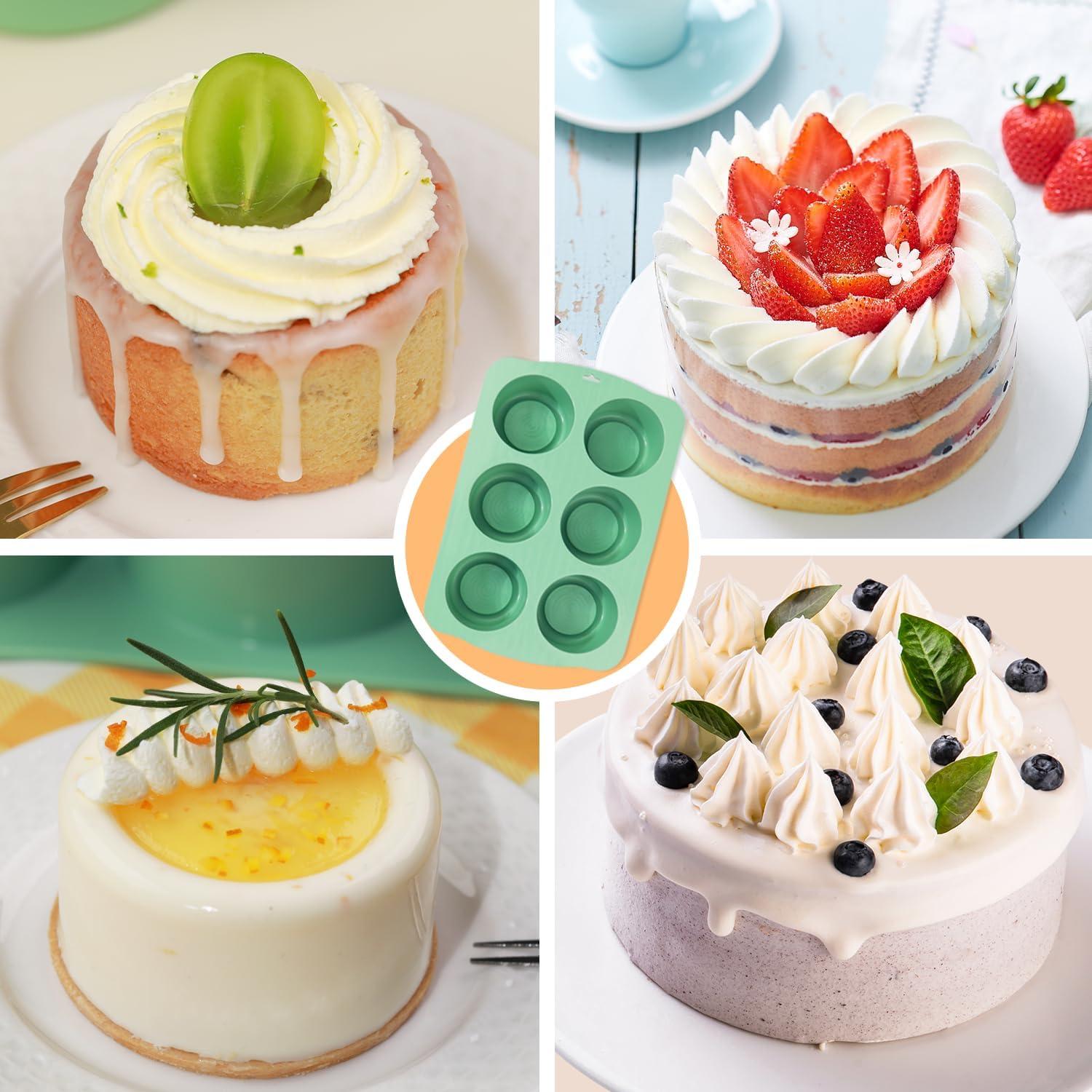 Molde de Pastel Mini de Silicona QELEG 6 Cavidades Verde Menta