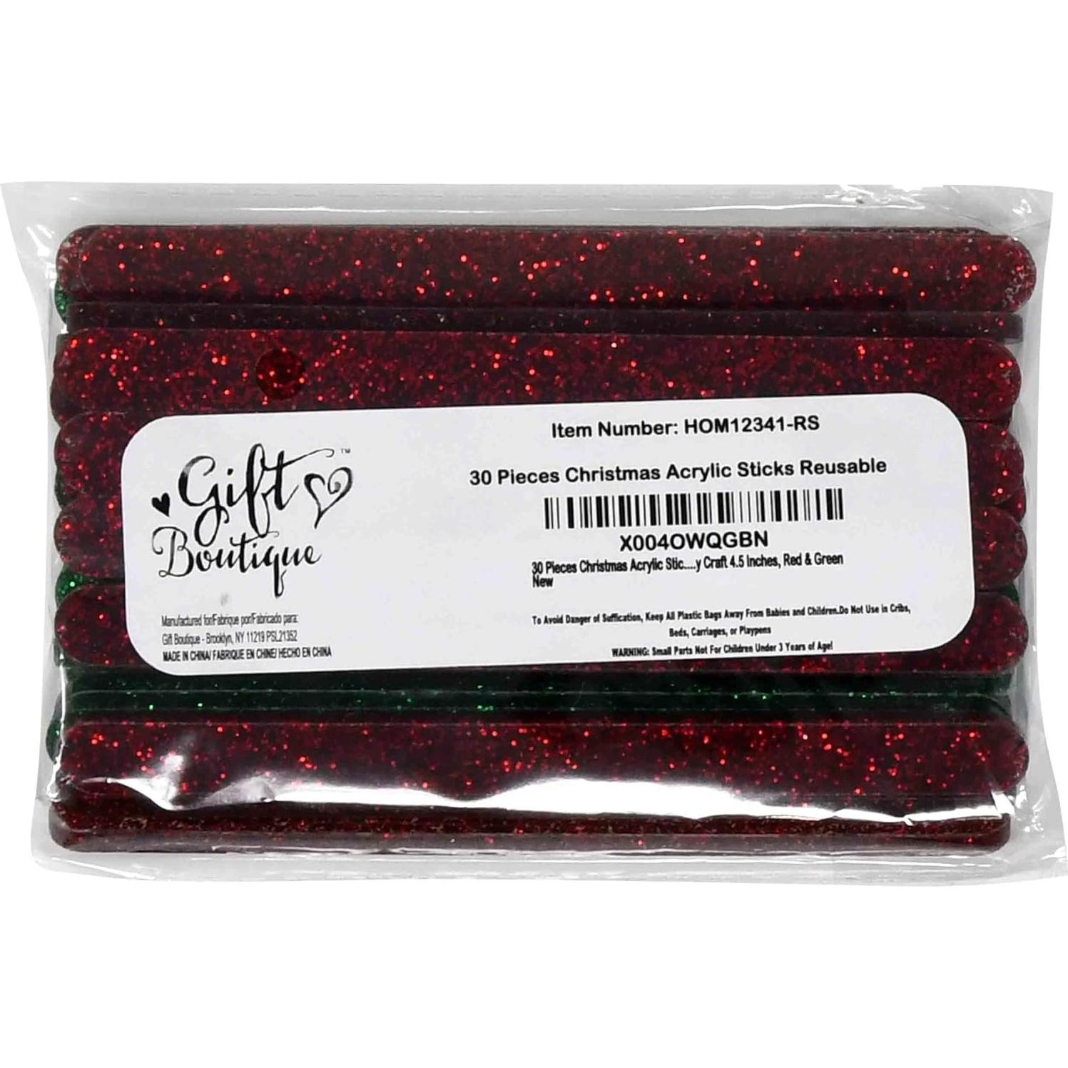 30 Palitos Acrílicos Reutilizables Navidad Gift Boutique 11.43 cm