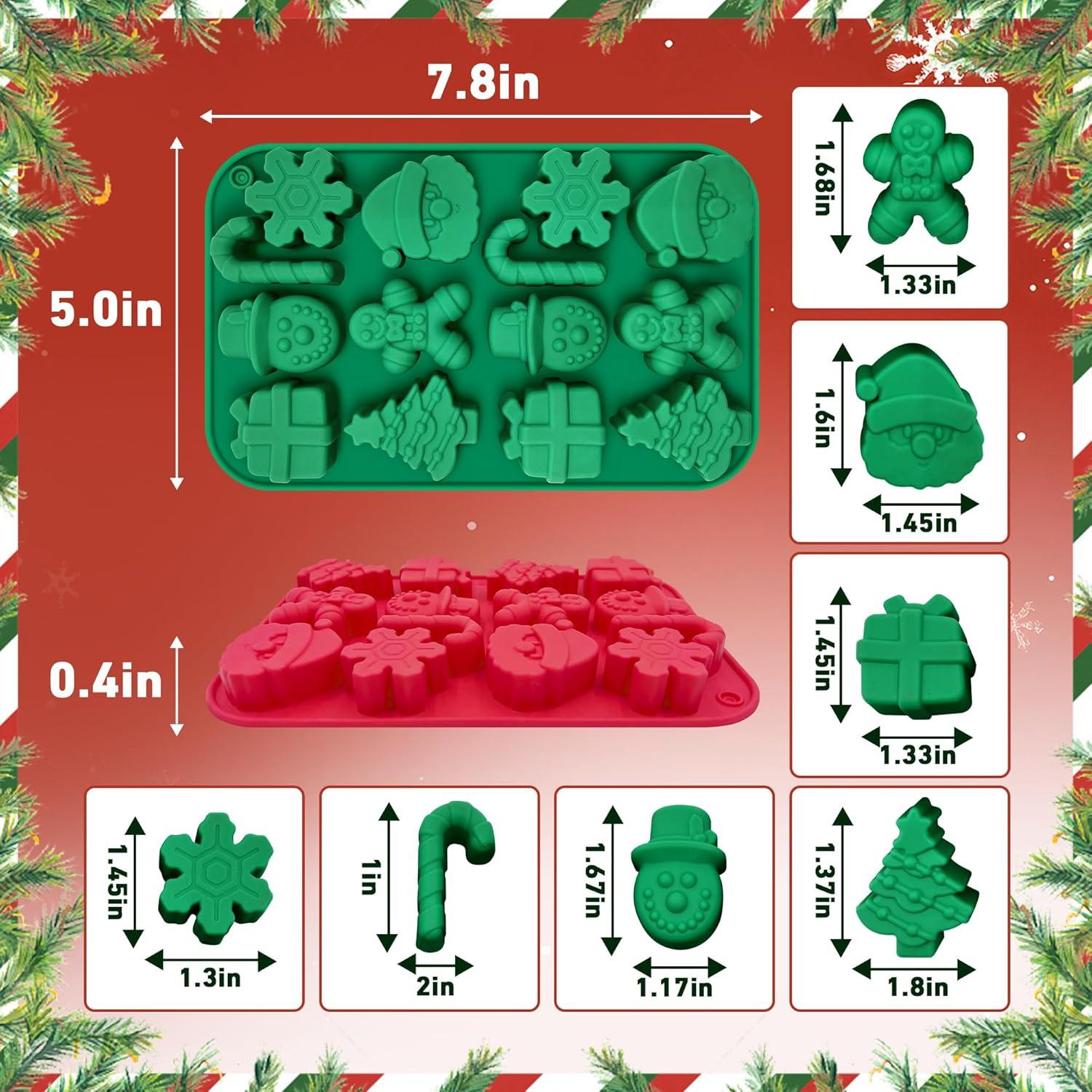 Molde de Silicona Navideño 2PCS Firleayo - Santa, Árbol, Muñeco