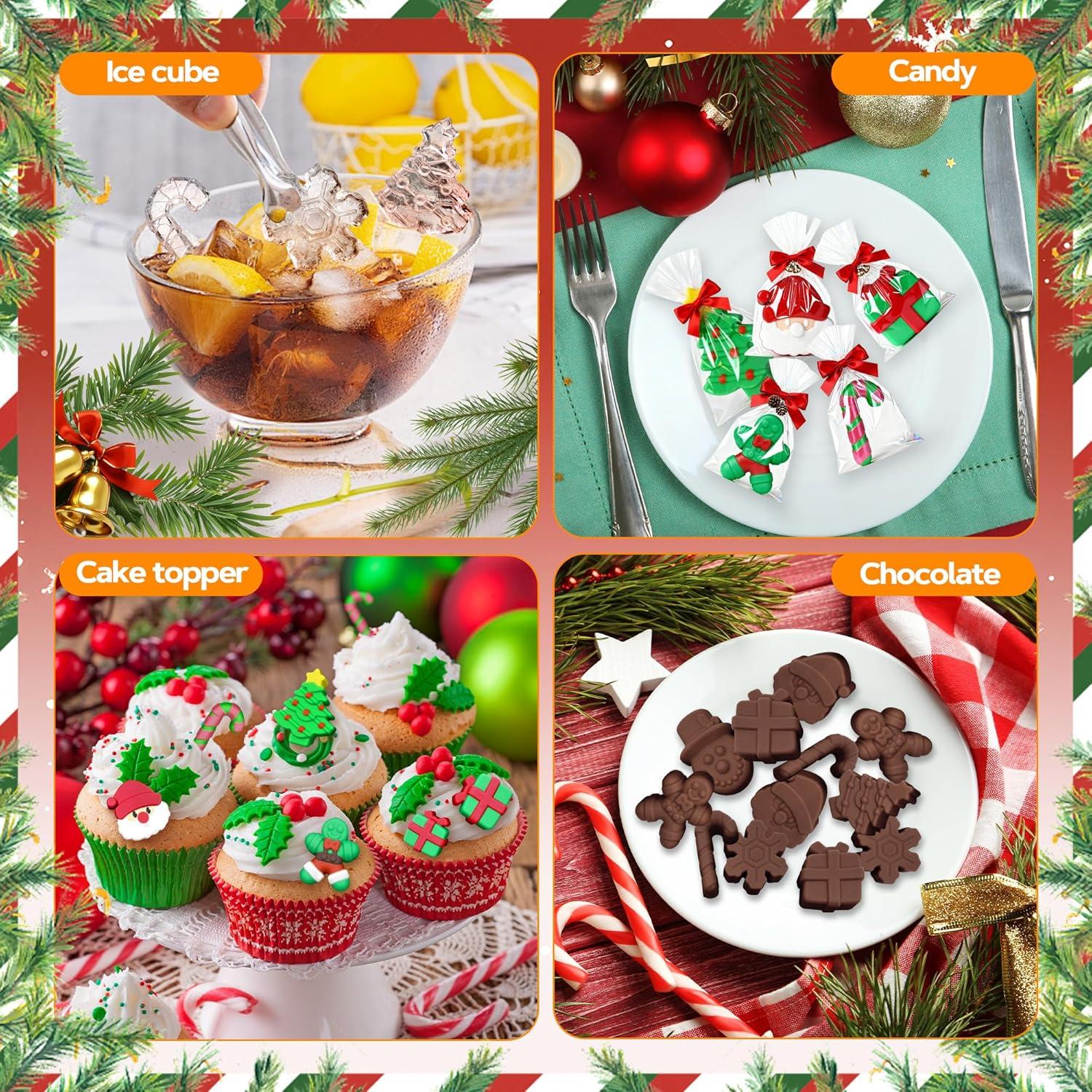 Molde de Silicona Navideño 2PCS Firleayo - Santa, Árbol, Muñeco