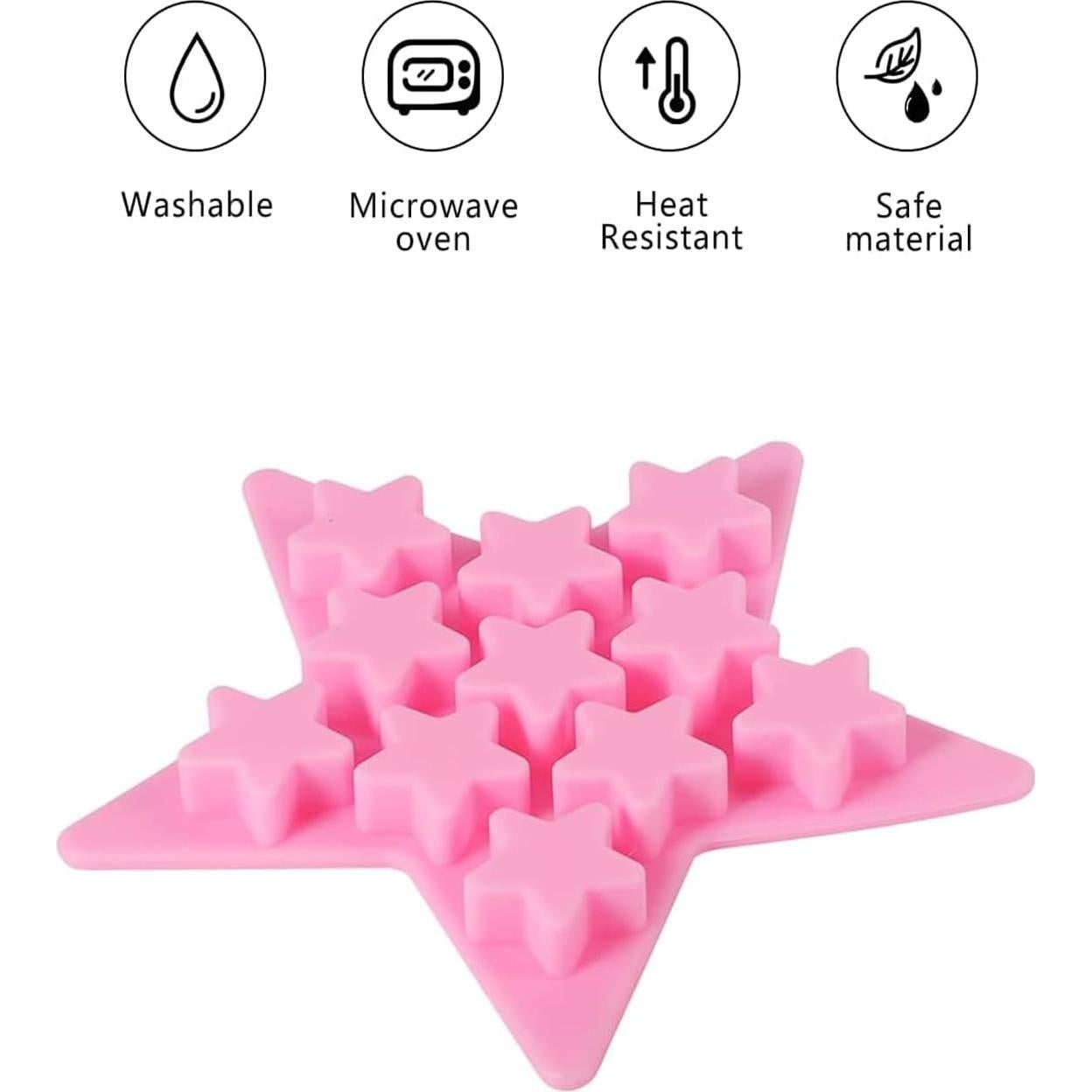 Molde de Hielo de Silicona Estrella 5 Puntas WenTigDY Rosa