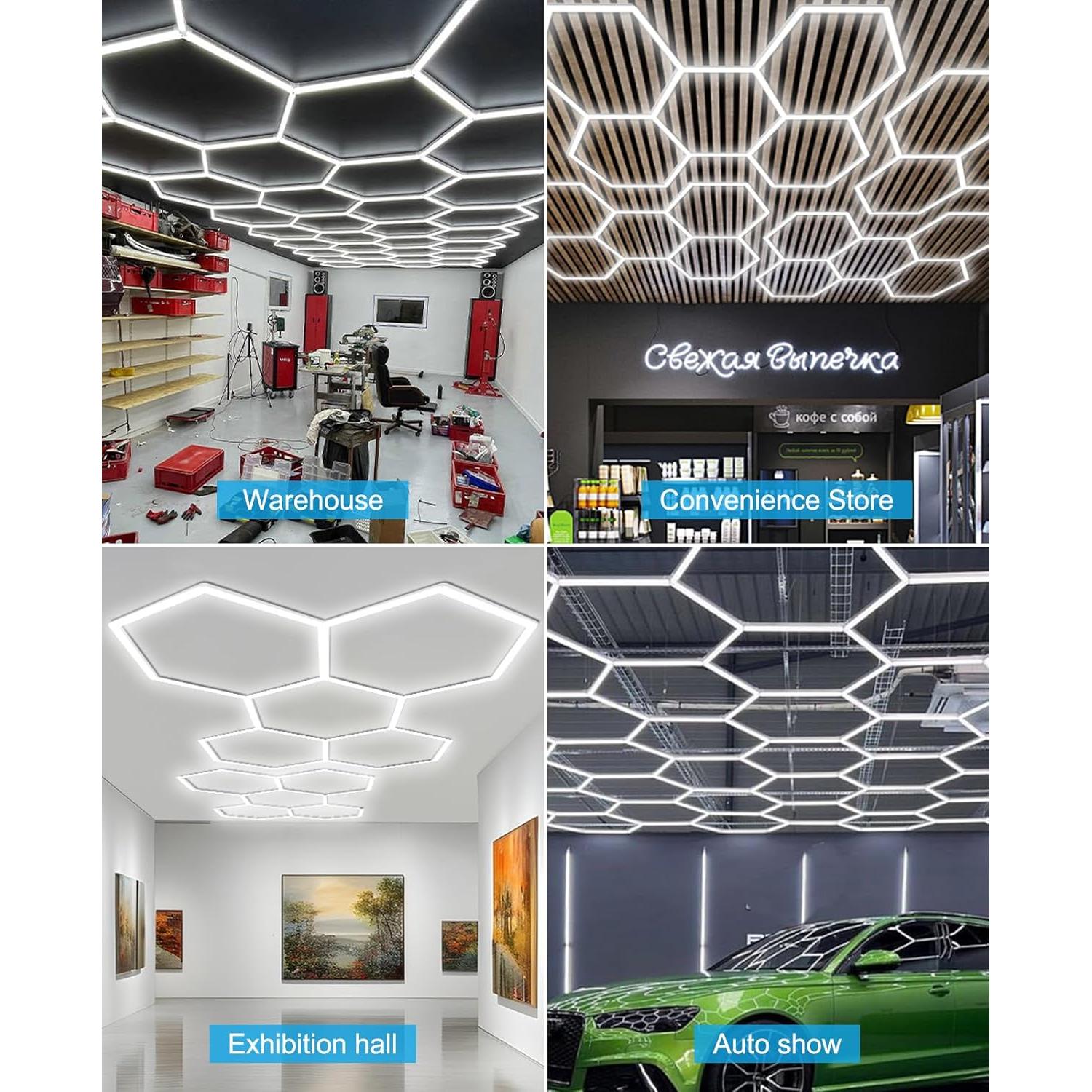 Luces LED Hexagonales Pomelotree 26520LM 6500K 5 Rejillas