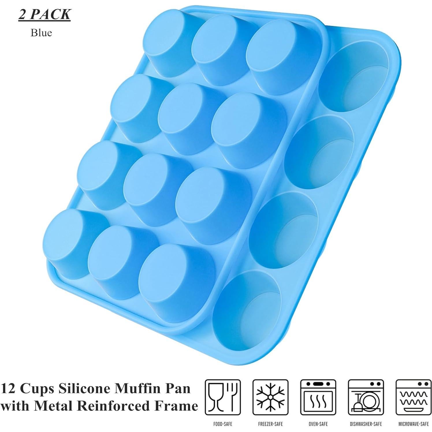 Molde de Silicona para Muffins Bangp 12 Tazas Antiadherente