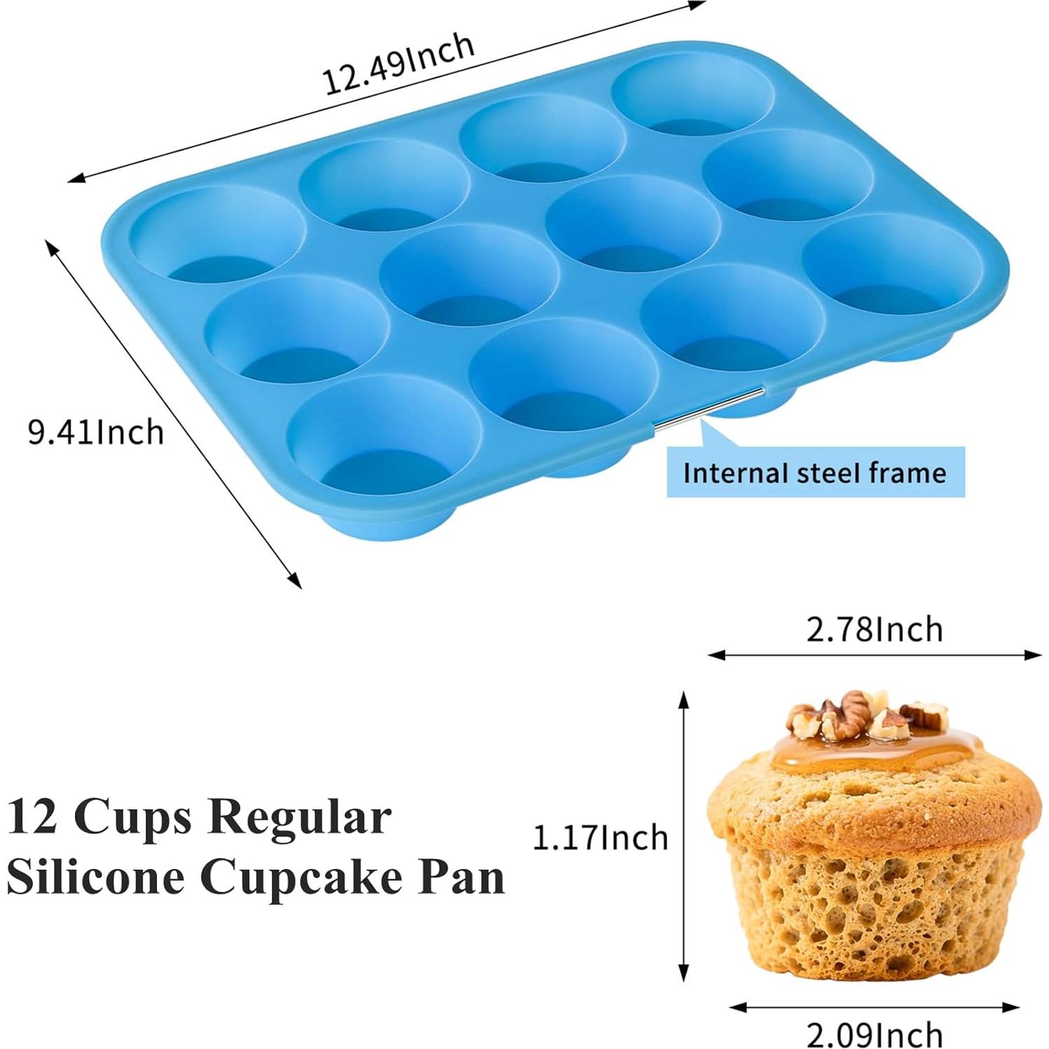 Molde de Silicona para Muffins Bangp 12 Tazas Antiadherente